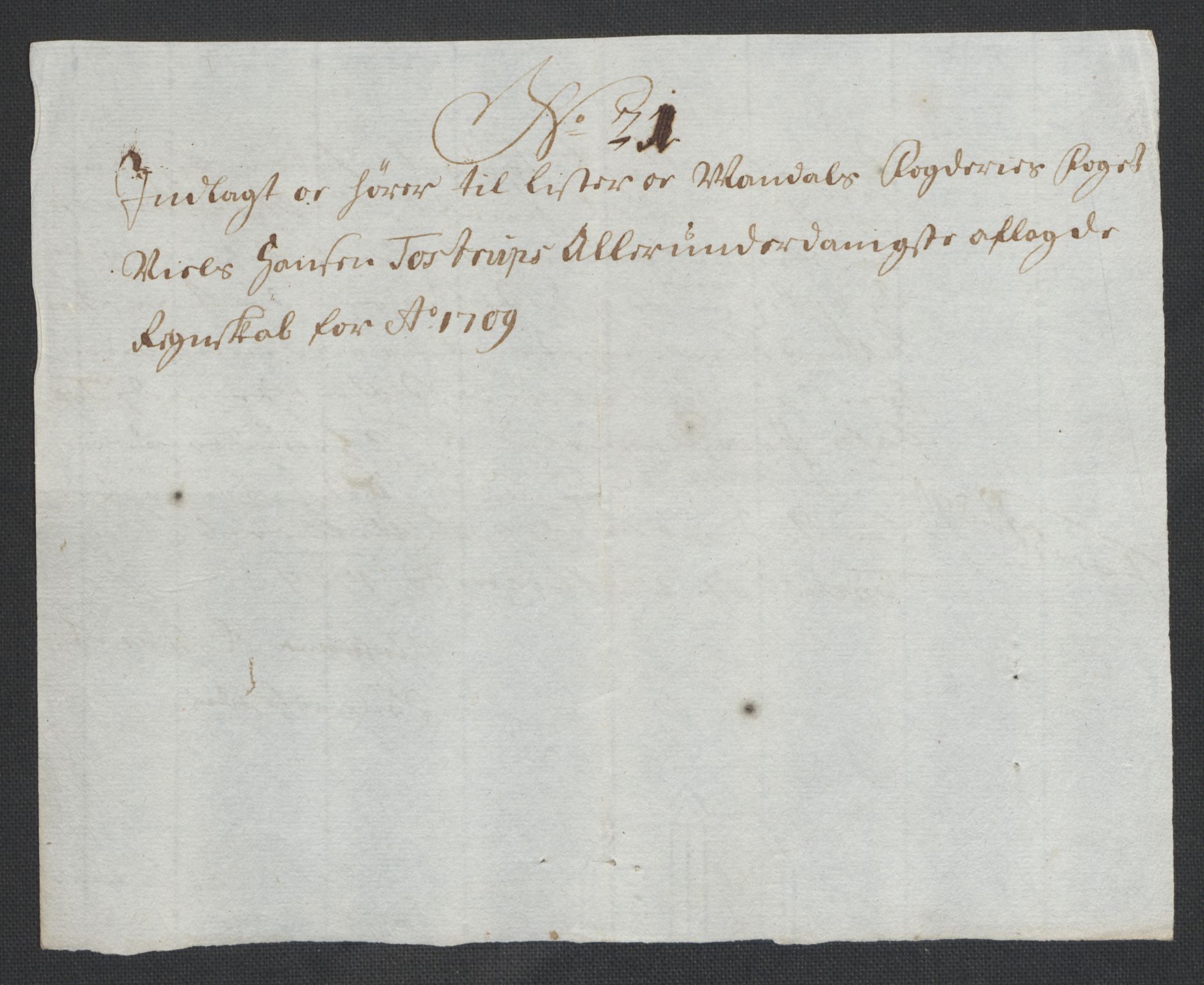 Rentekammeret inntil 1814, Reviderte regnskaper, Fogderegnskap, RA/EA-4092/R43/L2552: Fogderegnskap Lista og Mandal, 1705-1709, s. 316