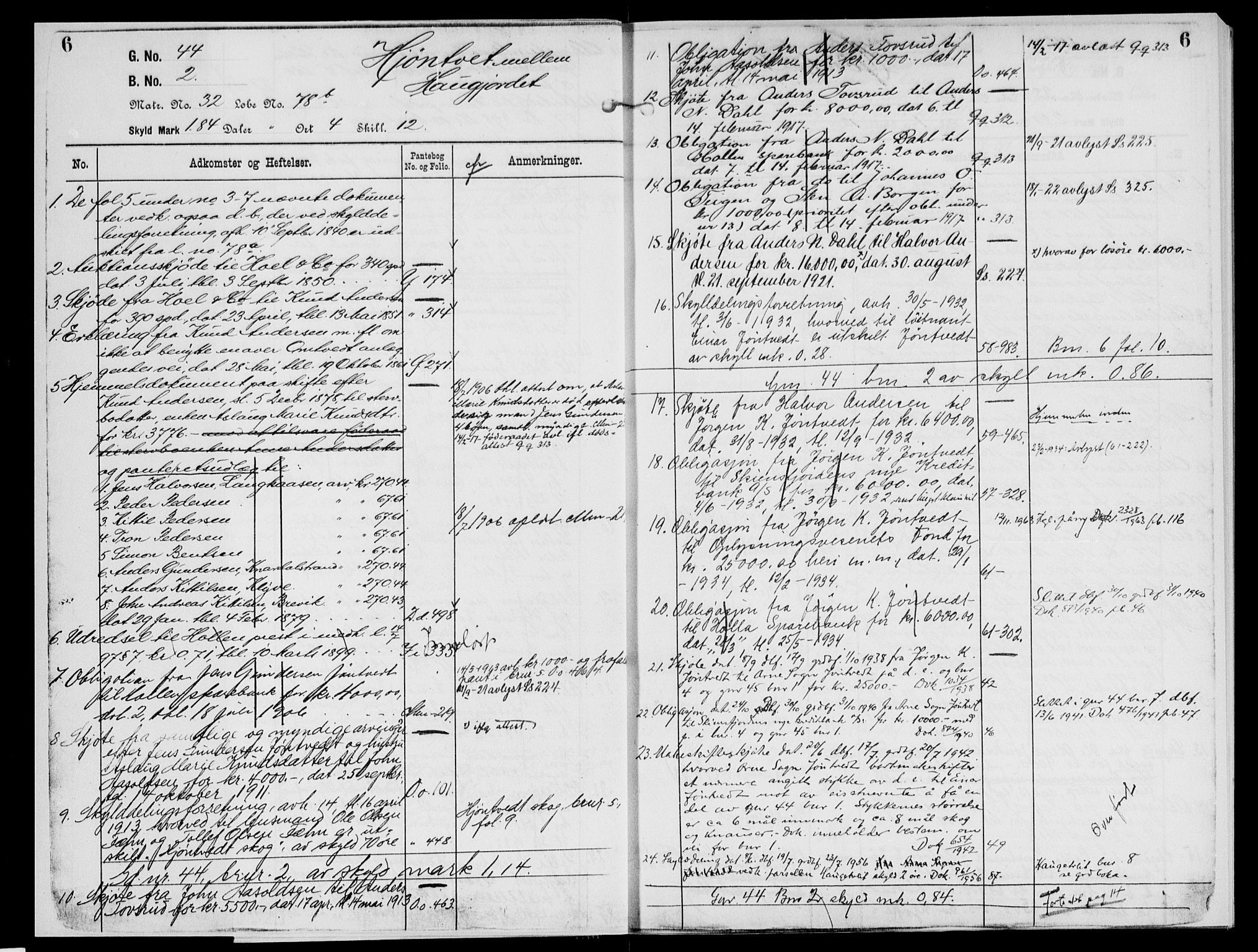 Nedre Telemark sorenskriveri, AV/SAKO-A-135/G/Gb/Gbg/L0003: Panteregister nr. VII 3, s. 6