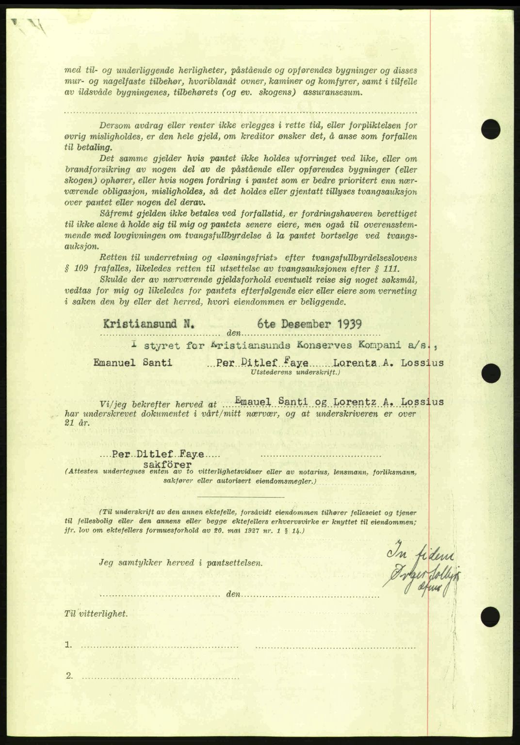 Kristiansund byfogd, AV/SAT-A-4587/A/27: Pantebok nr. 33, 1939-1941, Dagboknr: 1032/1939