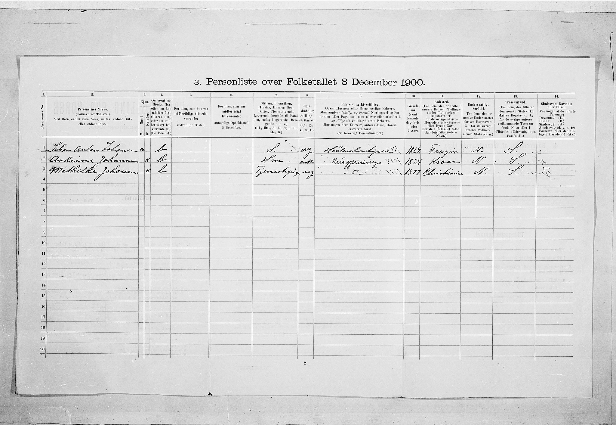 SAO, Folketelling 1900 for 0301 Kristiania kjøpstad, 1900, s. 109840