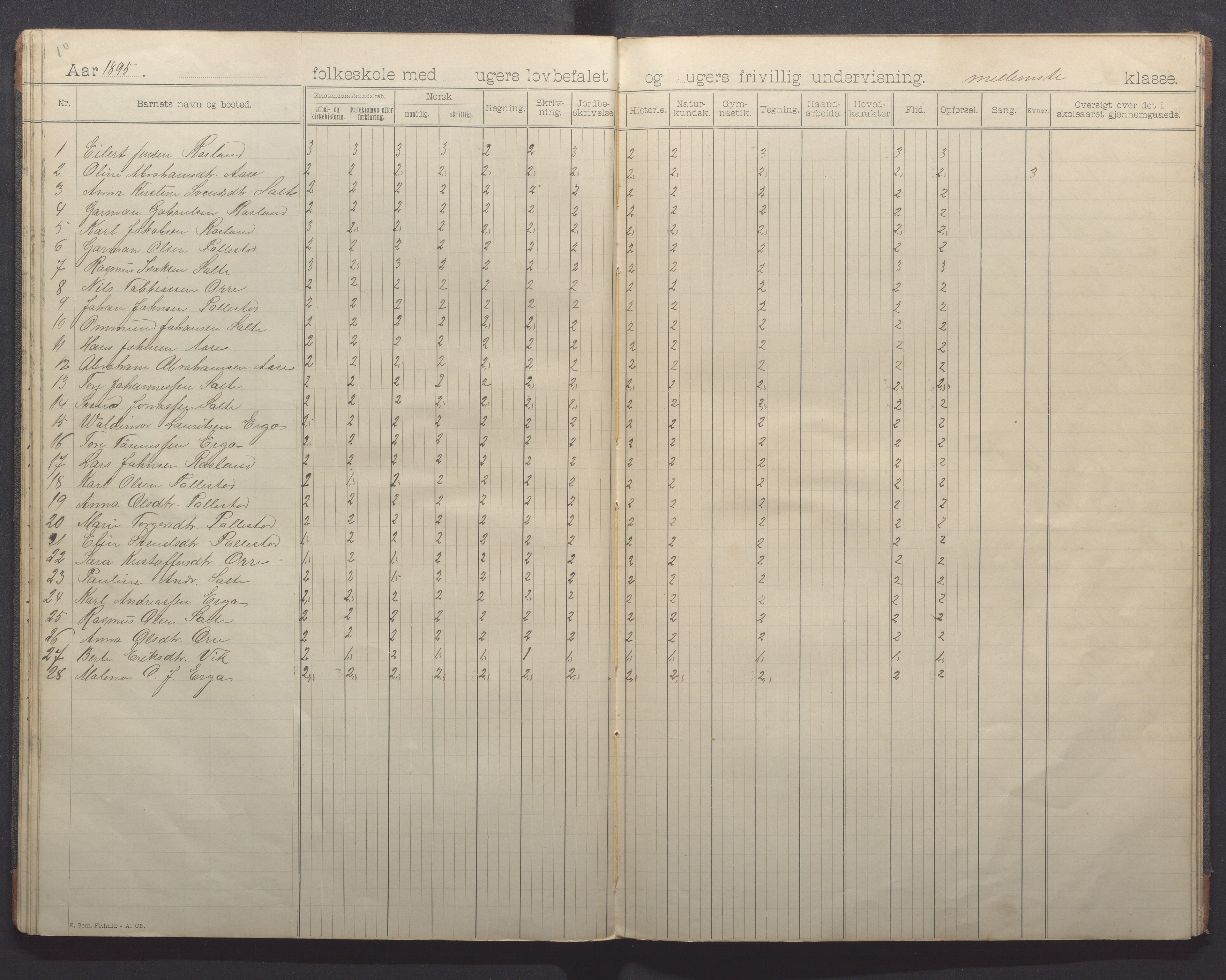 Klepp kommune - Pollestad skule, IKAR/K-100295/H/L0001: Skoleprotokoll, 1892-1898, s. 24