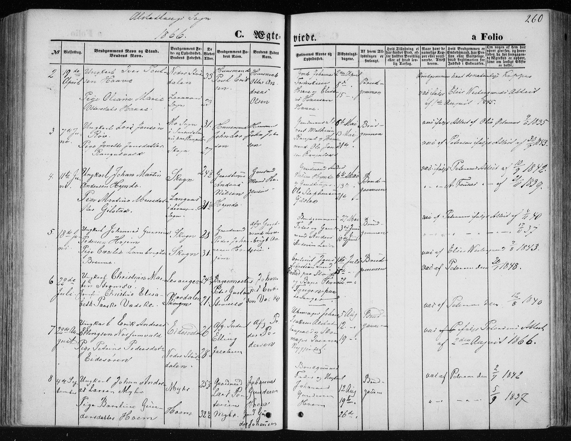 Ministerialprotokoller, klokkerbøker og fødselsregistre - Nord-Trøndelag, SAT/A-1458/717/L0157: Ministerialbok nr. 717A08 /1, 1863-1877, s. 260