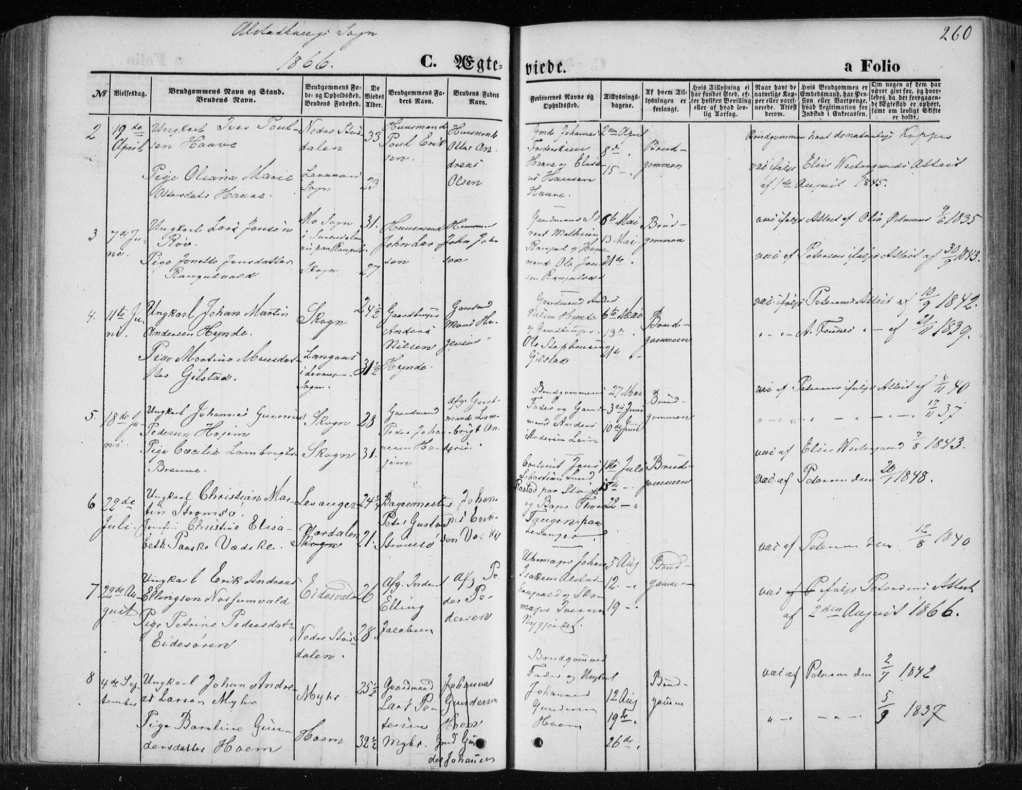 Ministerialprotokoller, klokkerbøker og fødselsregistre - Nord-Trøndelag, AV/SAT-A-1458/717/L0157: Ministerialbok nr. 717A08 /1, 1863-1877, s. 260