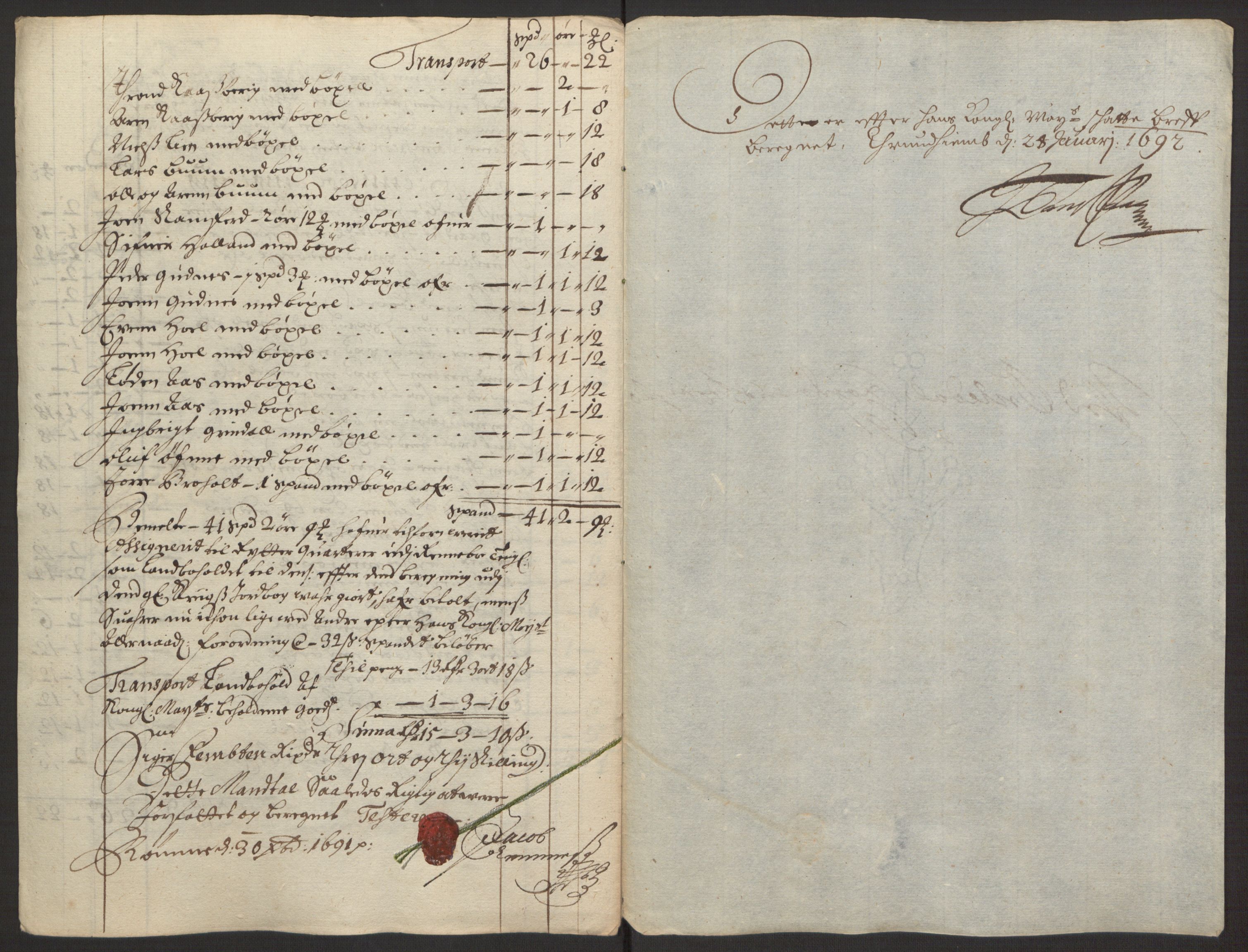 Rentekammeret inntil 1814, Reviderte regnskaper, Fogderegnskap, RA/EA-4092/R58/L3937: Fogderegnskap Orkdal, 1691-1692, s. 129