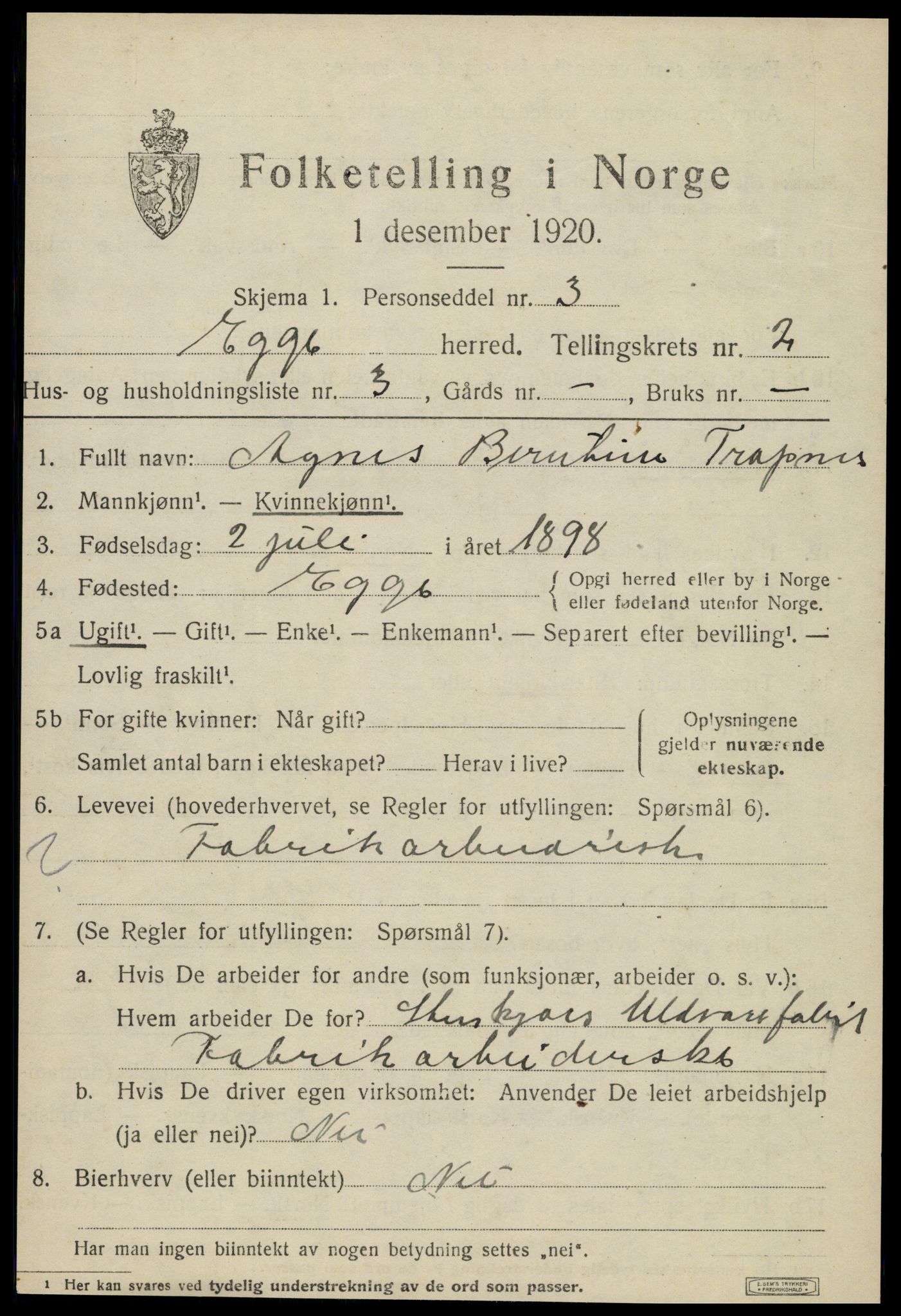 SAT, Folketelling 1920 for 1733 Egge herred, 1920, s. 1068