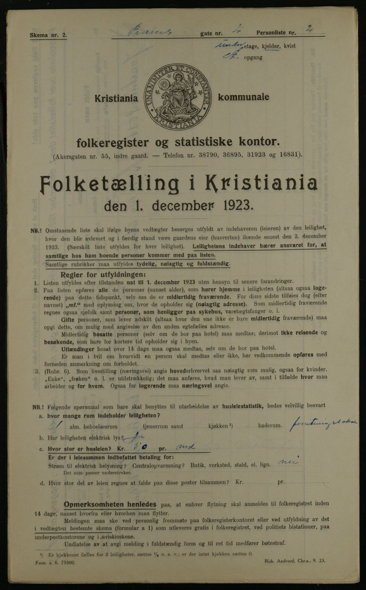 OBA, Kommunal folketelling 1.12.1923 for Kristiania, 1923, s. 89575