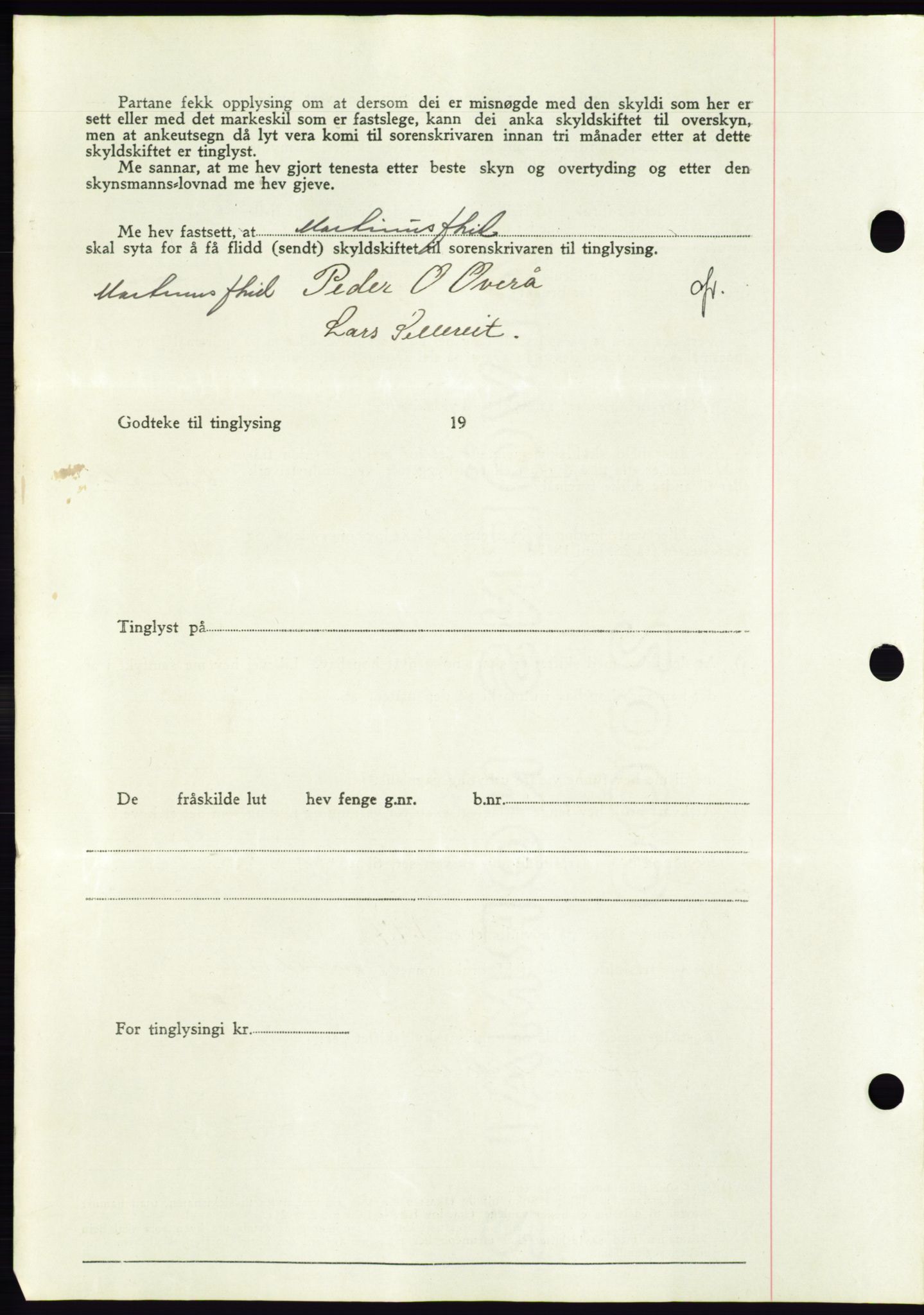 Søre Sunnmøre sorenskriveri, AV/SAT-A-4122/1/2/2C/L0075: Pantebok nr. 1A, 1943-1943, Dagboknr: 346/1943