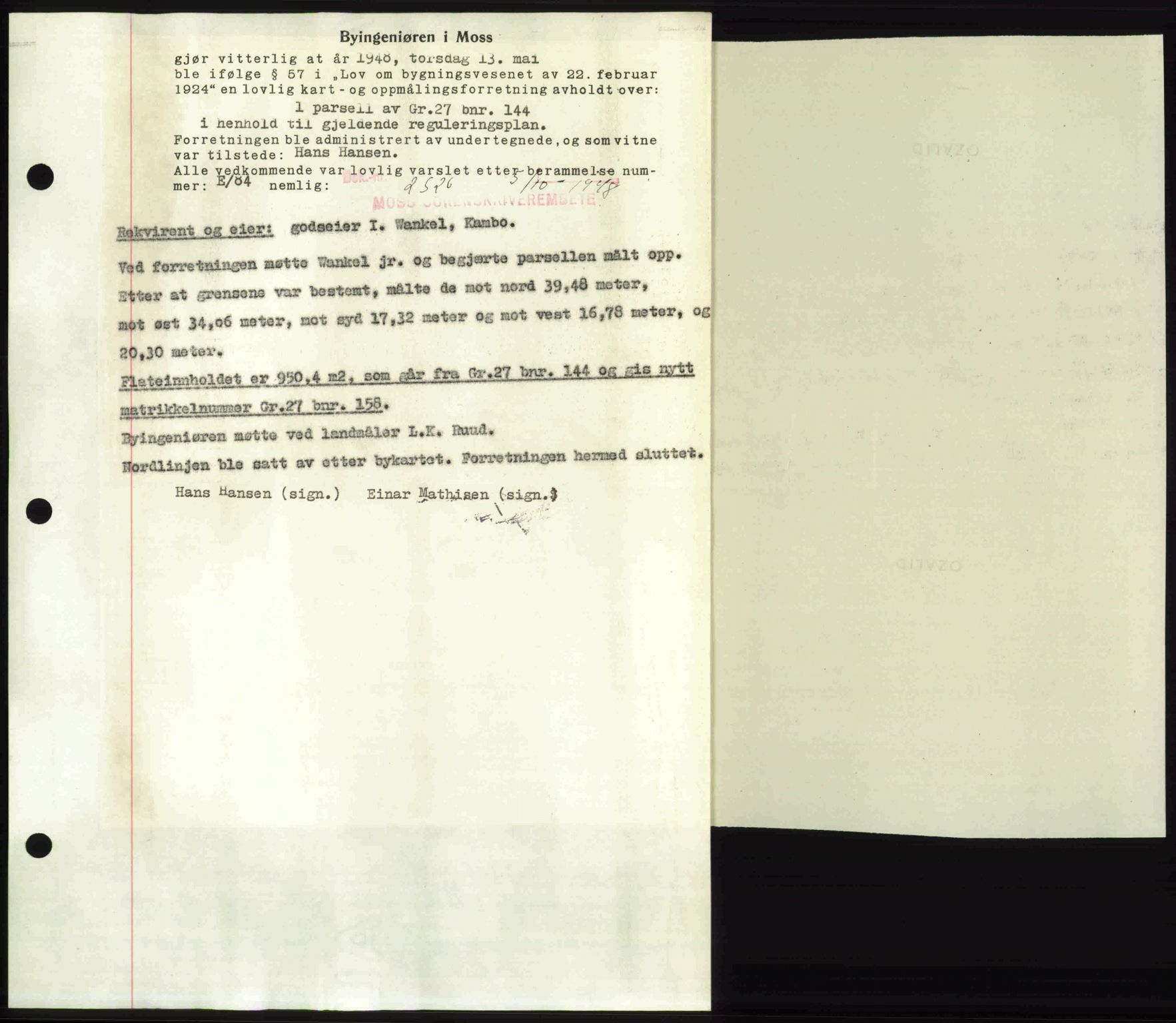 Moss sorenskriveri, SAO/A-10168: Pantebok nr. A20, 1948-1948, Dagboknr: 2526/1948