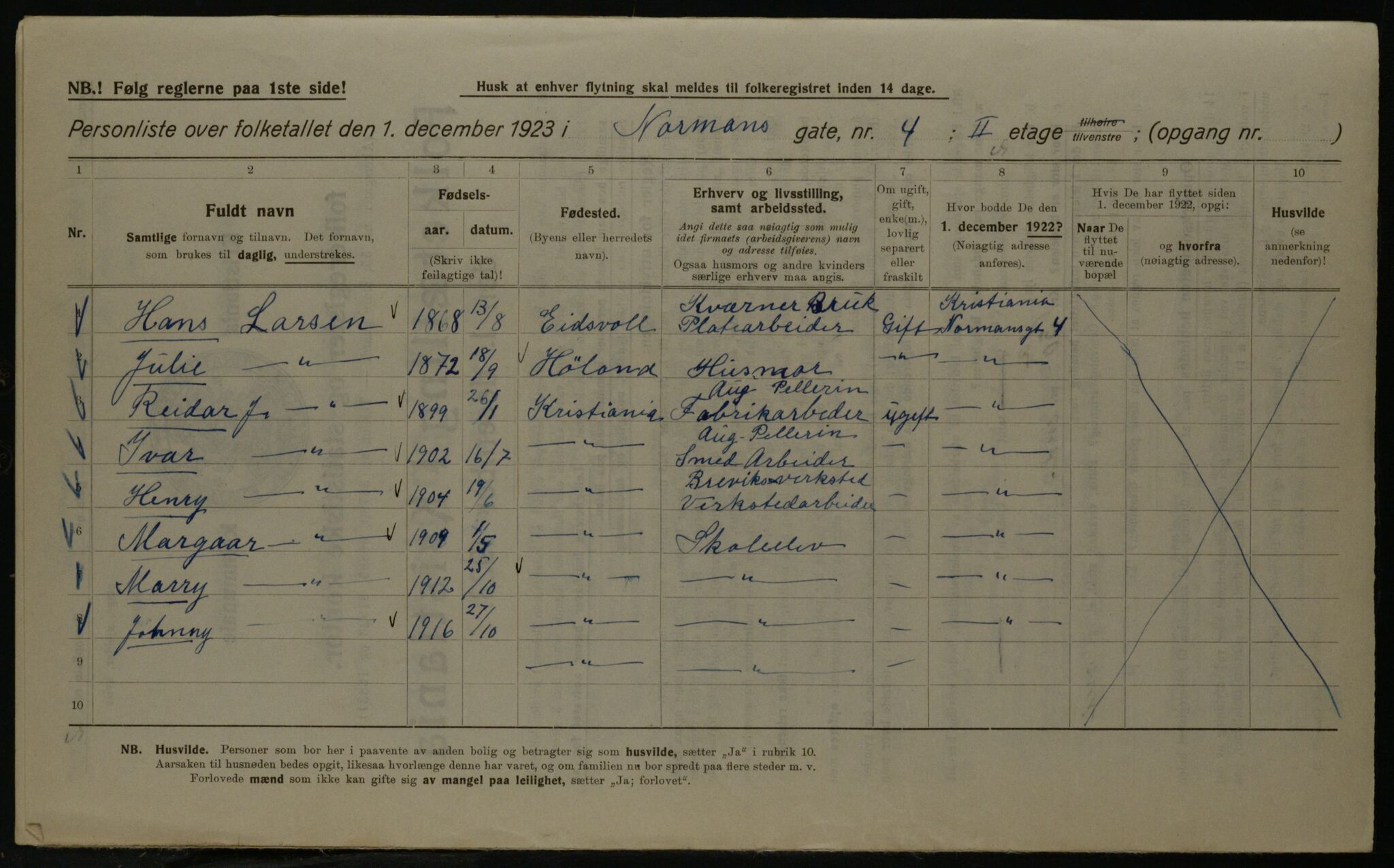 OBA, Kommunal folketelling 1.12.1923 for Kristiania, 1923, s. 80726