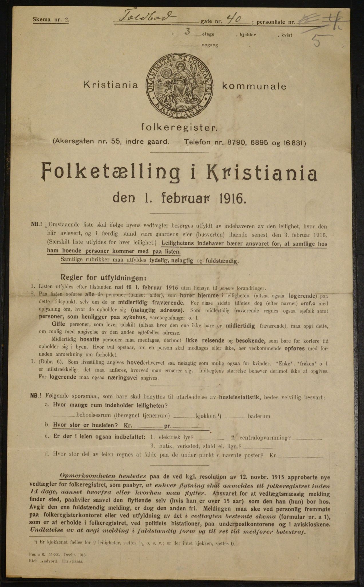 OBA, Kommunal folketelling 1.2.1916 for Kristiania, 1916, s. 116625