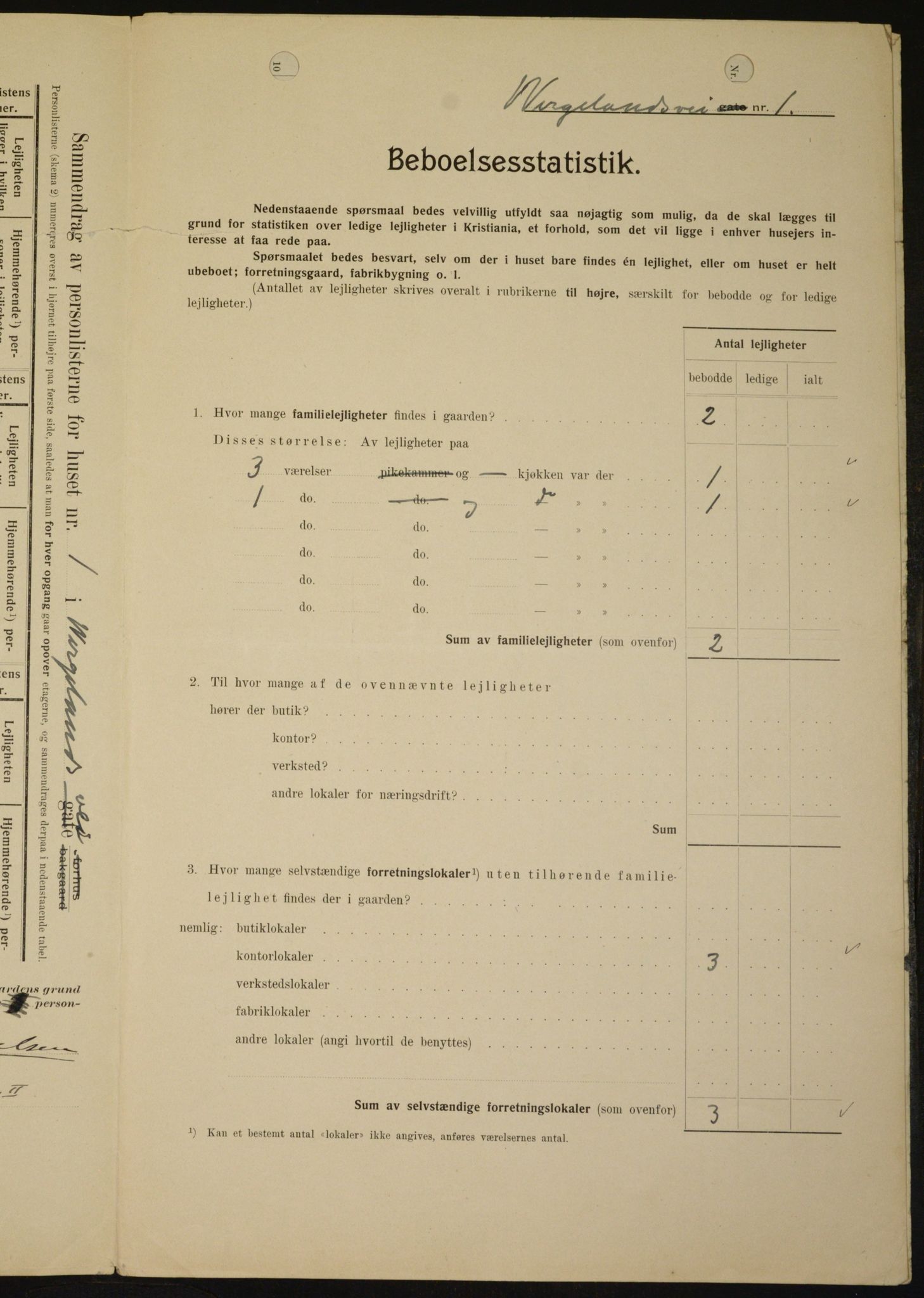 OBA, Kommunal folketelling 1.2.1909 for Kristiania kjøpstad, 1909, s. 115952