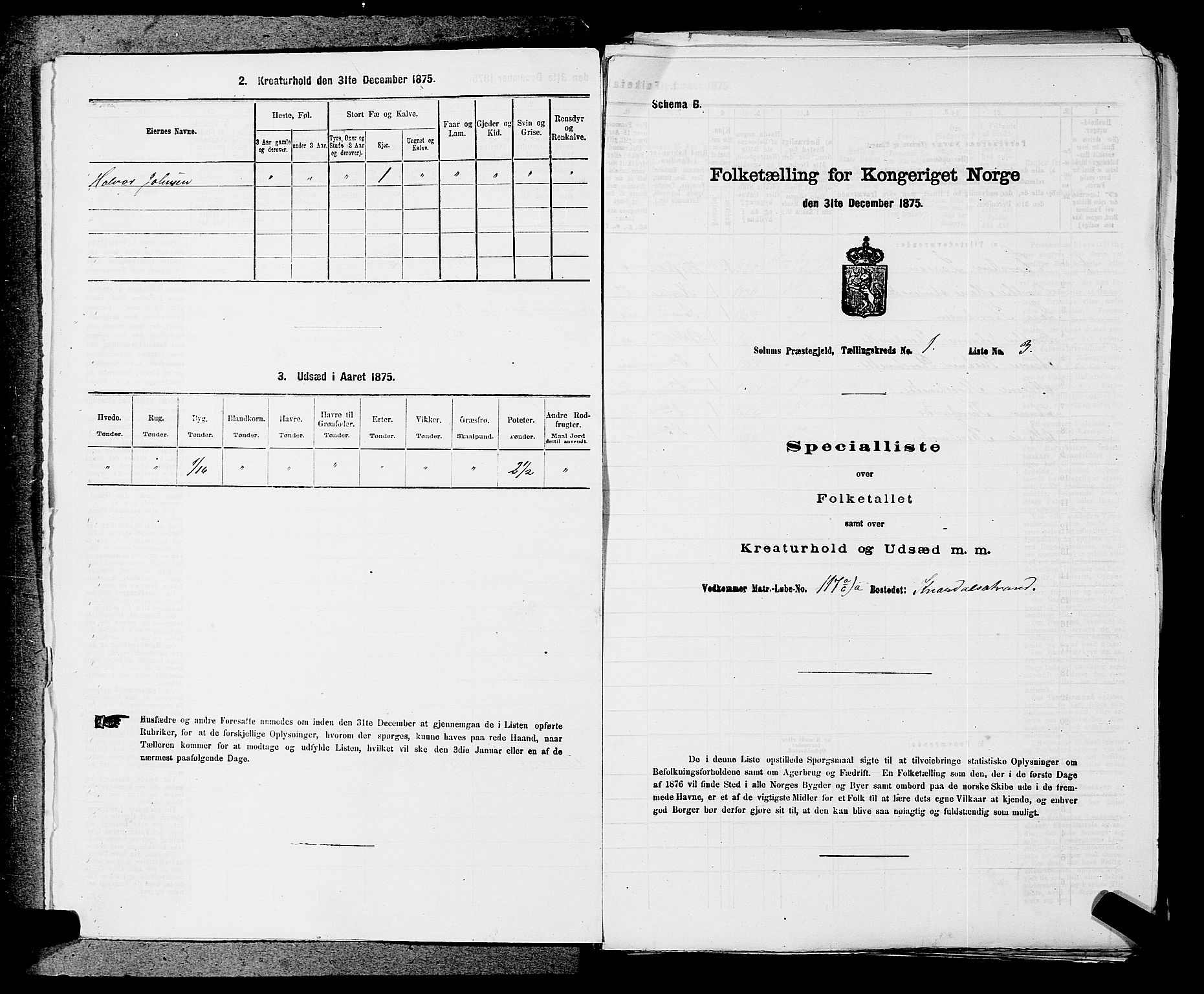 SAKO, Folketelling 1875 for 0818P Solum prestegjeld, 1875, s. 89