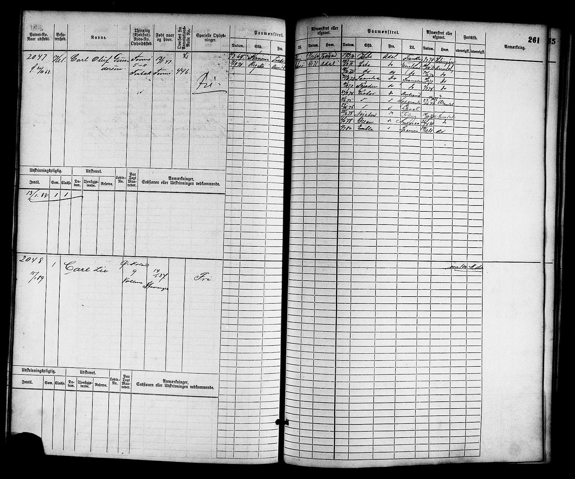 Arendal mønstringskrets, AV/SAK-2031-0012/F/Fb/L0012: Hovedrulle nr 1529-2290, S-10, 1868-1885, s. 271