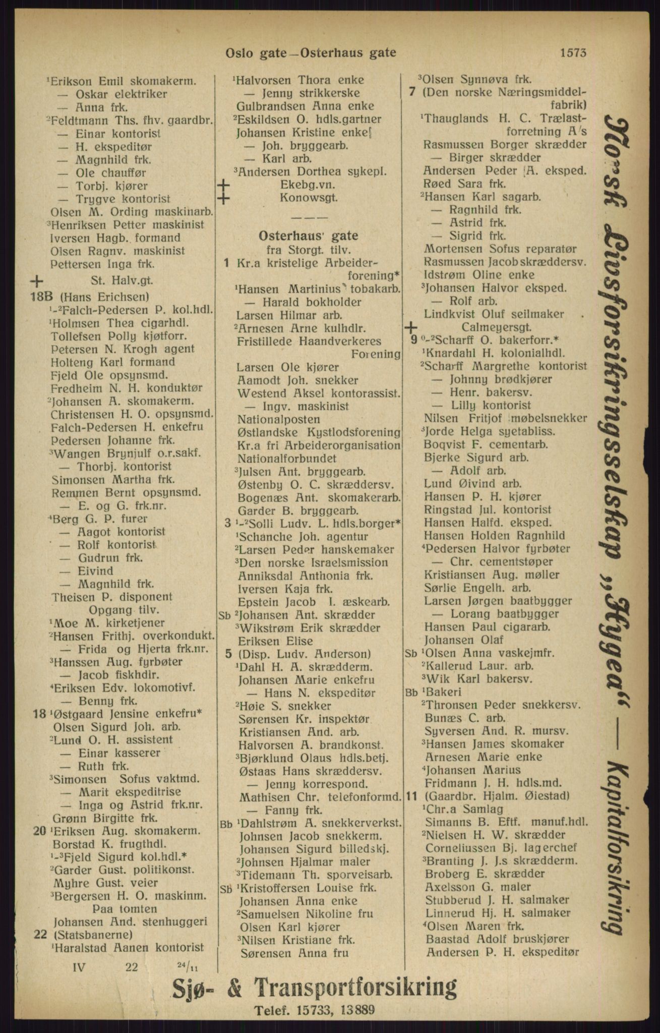 Kristiania/Oslo adressebok, PUBL/-, 1916, s. 1573