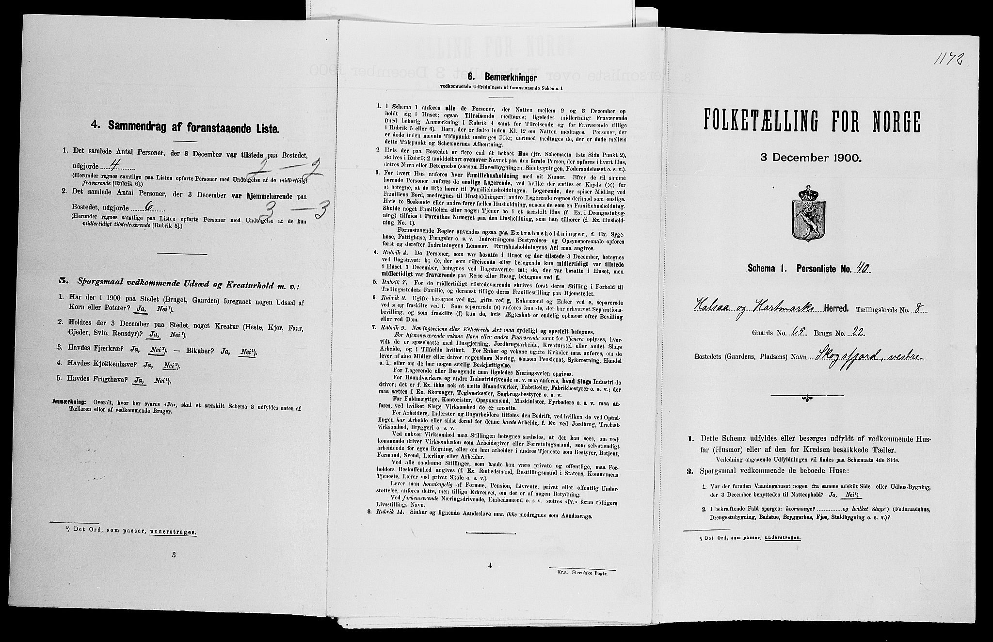 SAK, Folketelling 1900 for 1019 Halse og Harkmark herred, 1900, s. 1223