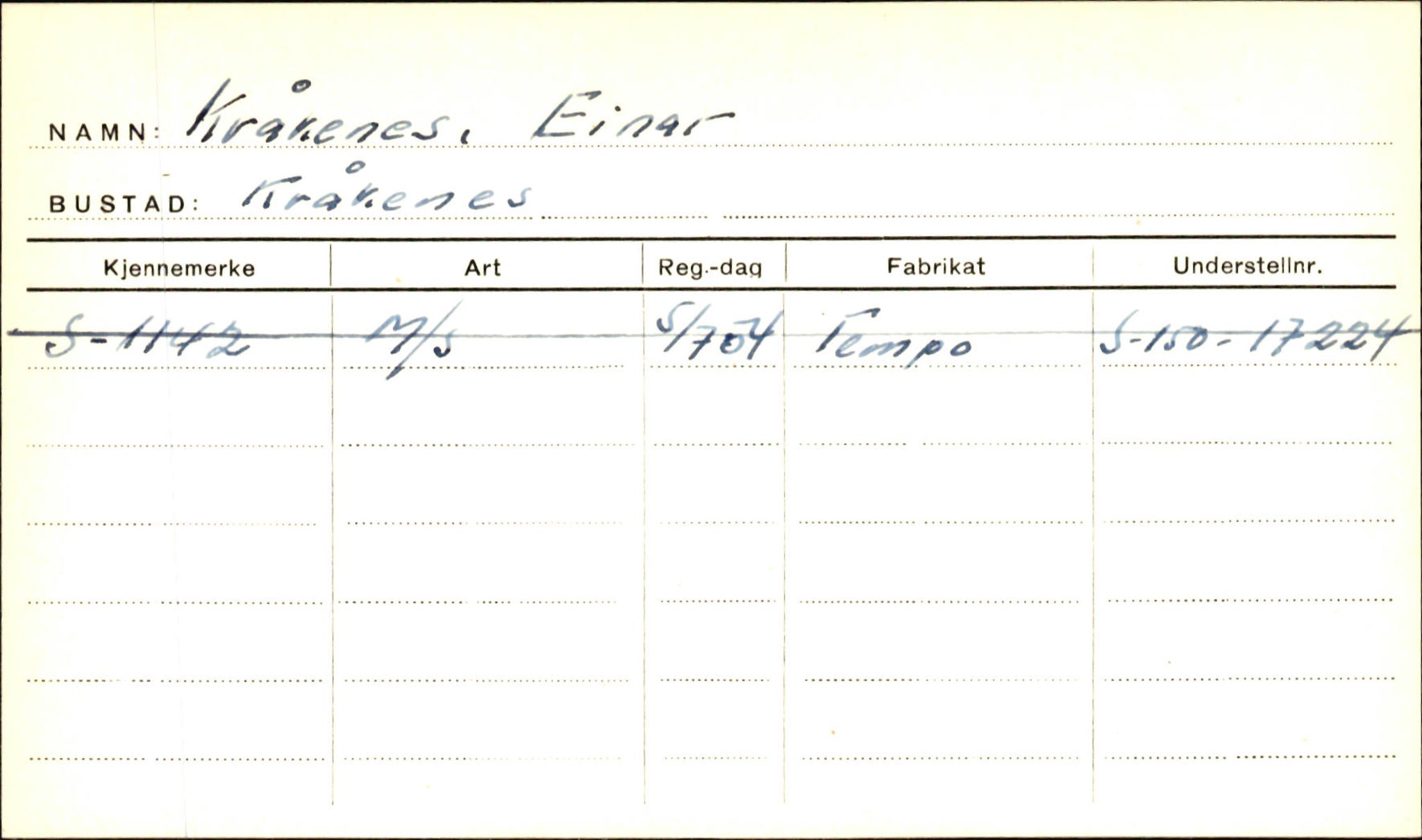 Statens vegvesen, Sogn og Fjordane vegkontor, SAB/A-5301/4/F/L0001B: Eigarregister Fjordane til 1.6.1961, 1930-1961, s. 255