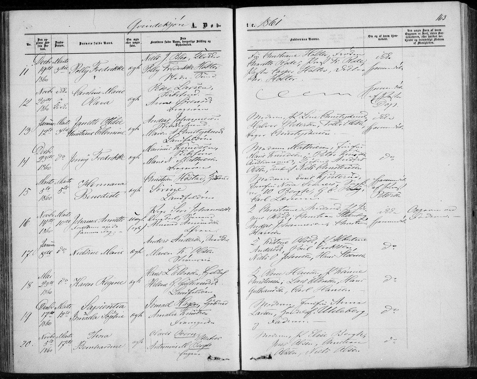 Bragernes kirkebøker, AV/SAKO-A-6/F/Fb/L0003: Ministerialbok nr. II 3, 1860-1868, s. 163