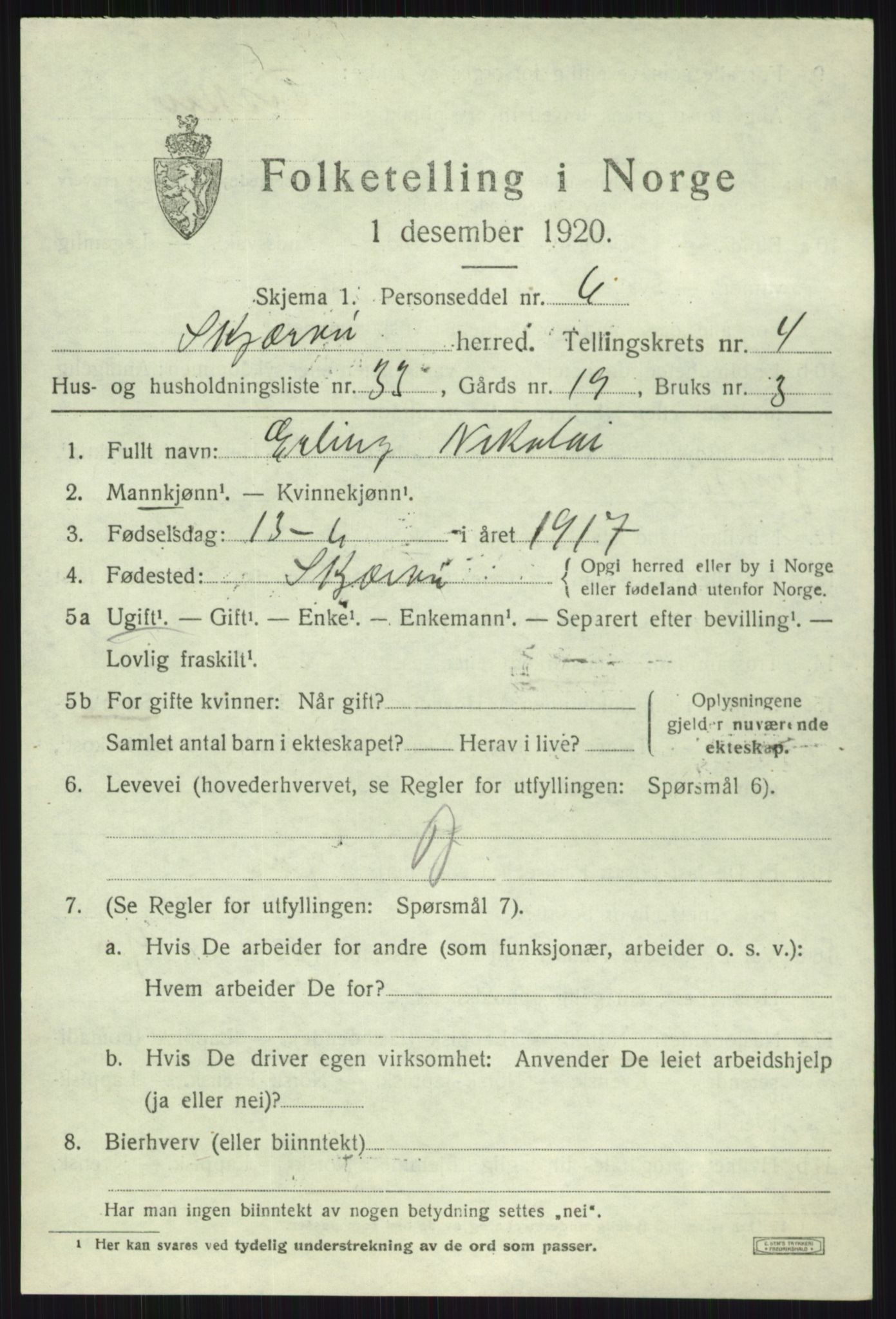 SATØ, Folketelling 1920 for 1941 Skjervøy herred, 1920, s. 2871