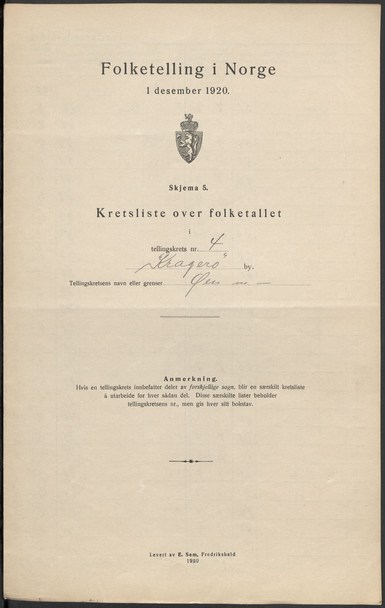 SAKO, Folketelling 1920 for 0801 Kragerø kjøpstad, 1920, s. 17