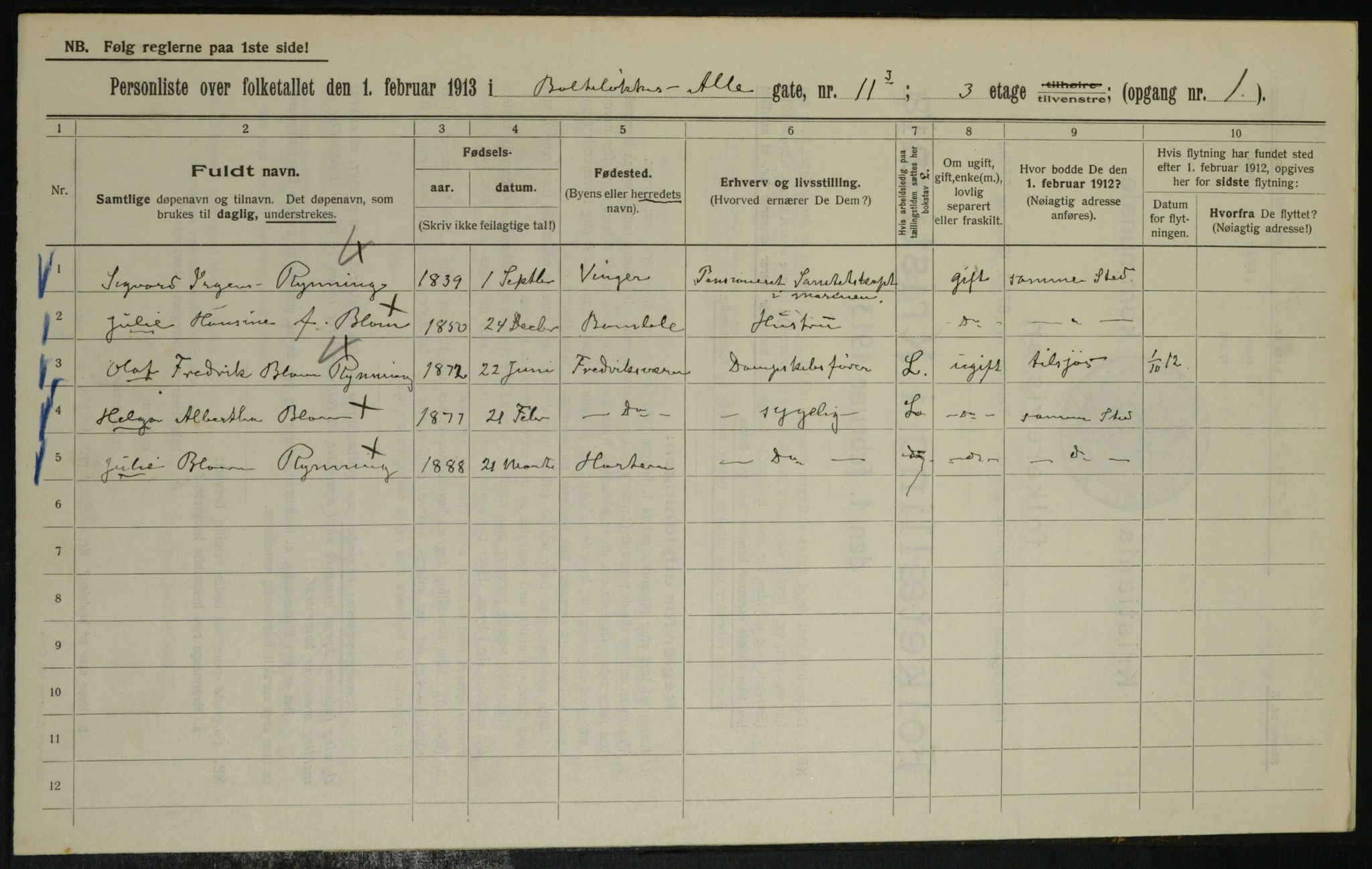 OBA, Kommunal folketelling 1.2.1913 for Kristiania, 1913, s. 7573