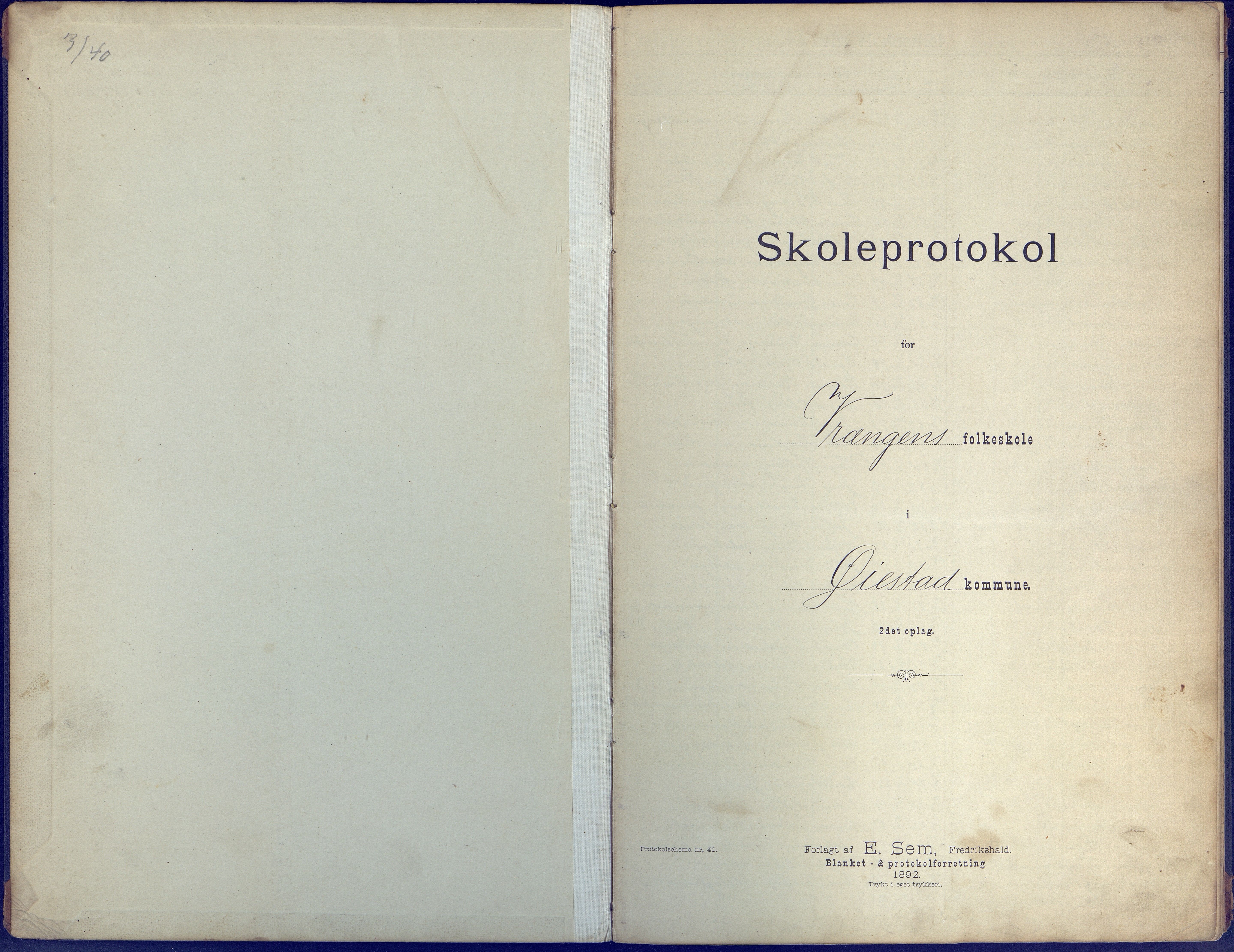 Øyestad kommune frem til 1979, AAKS/KA0920-PK/06/06K/L0008: Skoleprotokoll, 1894-1905