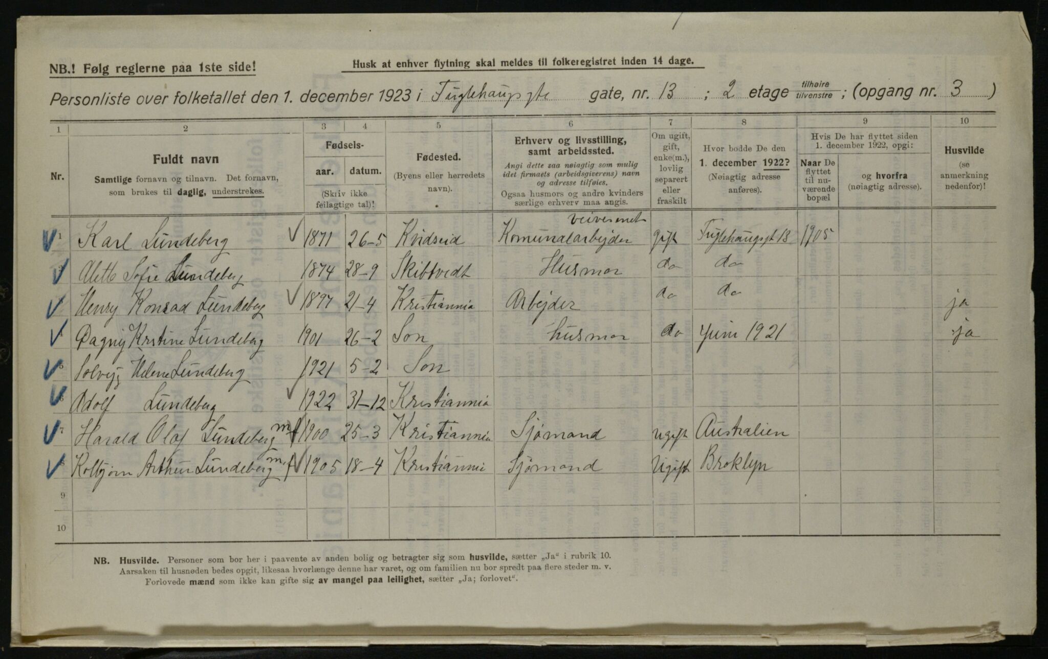 OBA, Kommunal folketelling 1.12.1923 for Kristiania, 1923, s. 31980