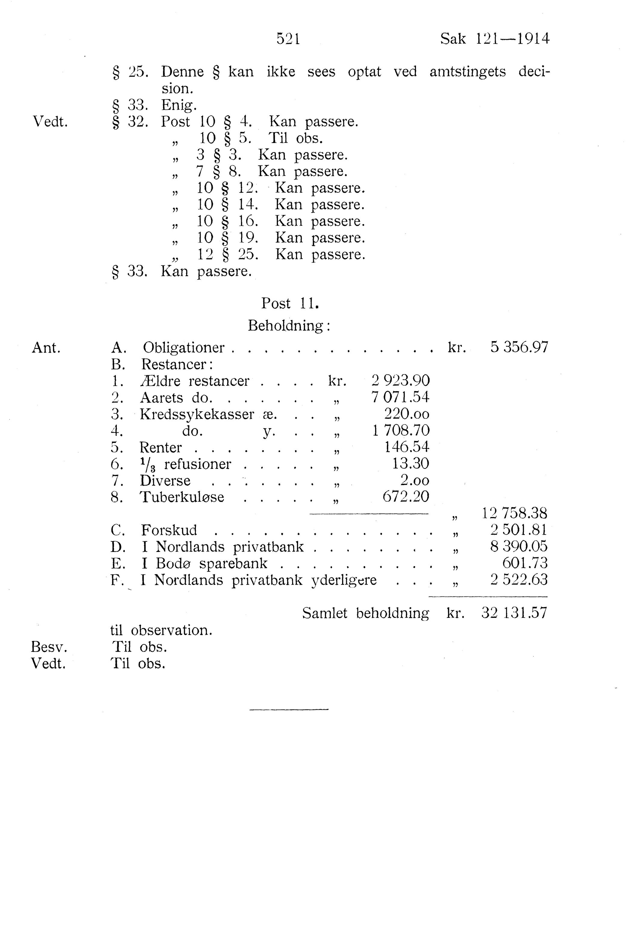 Nordland Fylkeskommune. Fylkestinget, AIN/NFK-17/176/A/Ac/L0037: Fylkestingsforhandlinger 1914, 1914