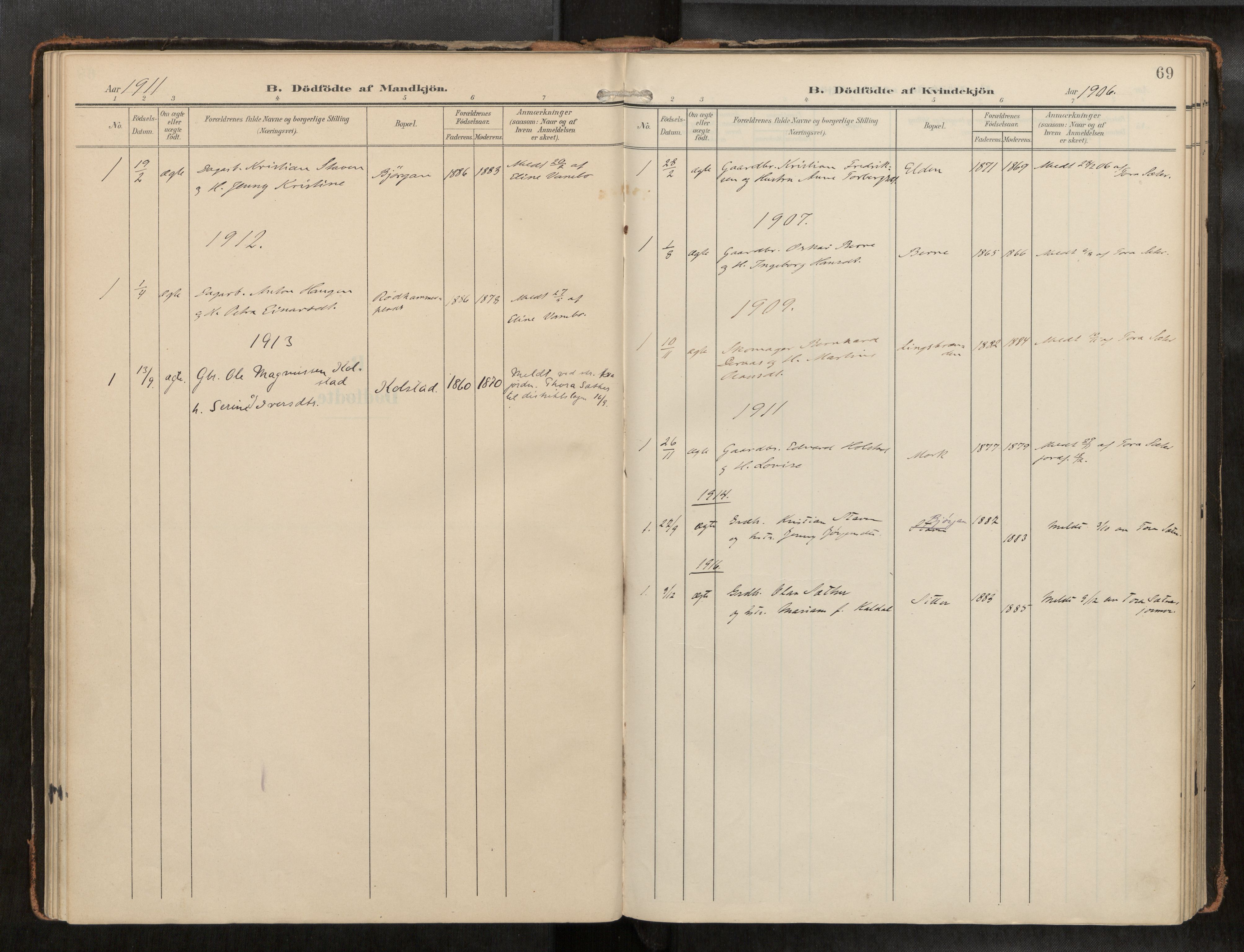 Ministerialprotokoller, klokkerbøker og fødselsregistre - Nord-Trøndelag, SAT/A-1458/742/L0409a: Ministerialbok nr. 742A03, 1906-1924, s. 69