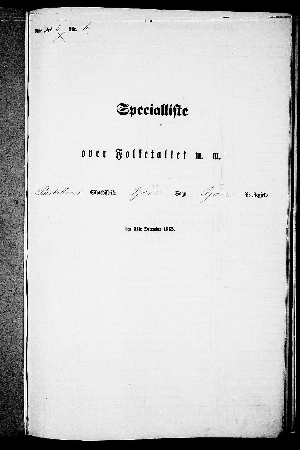 RA, Folketelling 1865 for 0923L Fjære prestegjeld, Fjære sokn, 1865, s. 142