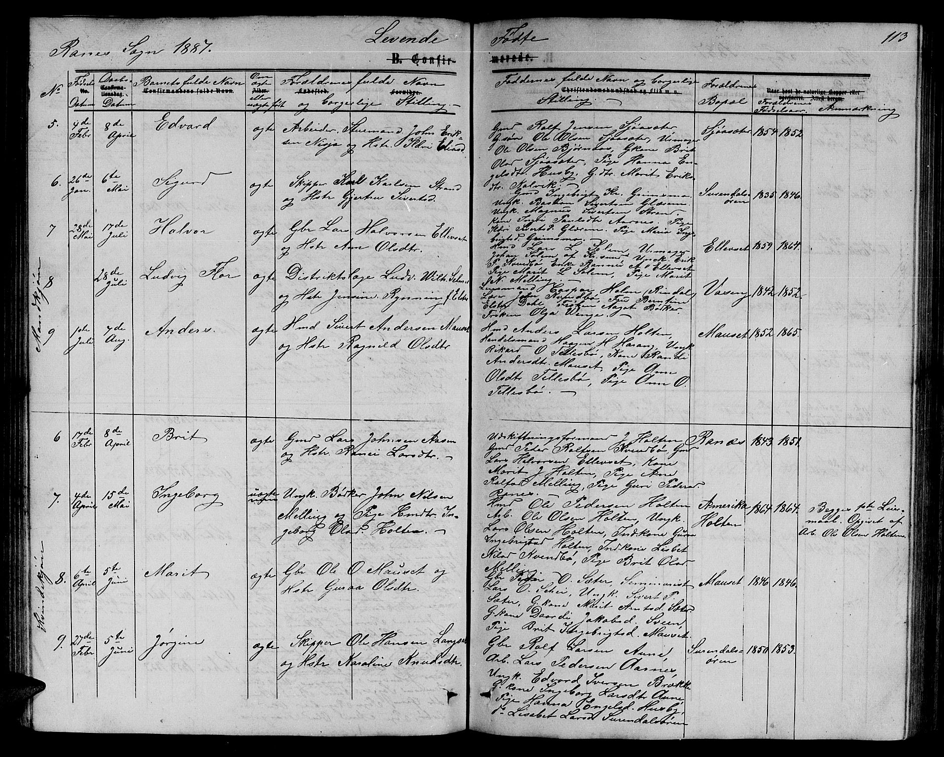 Ministerialprotokoller, klokkerbøker og fødselsregistre - Møre og Romsdal, AV/SAT-A-1454/595/L1051: Klokkerbok nr. 595C03, 1866-1891, s. 113