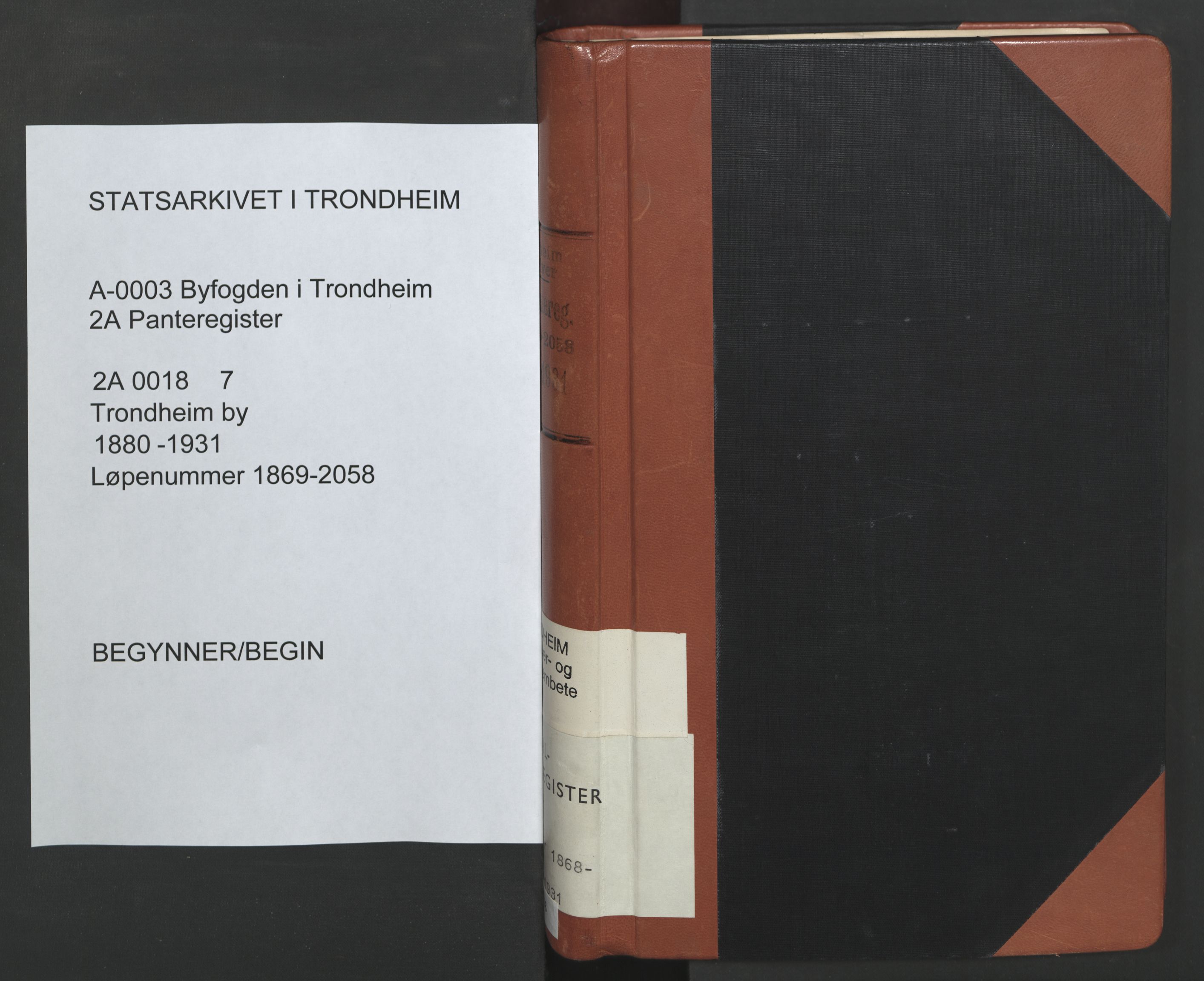 Trondheim byfogd, AV/SAT-A-0003/1/2/2A/L0018: Panteregister nr. 7 / 2A 18, 1880-1931