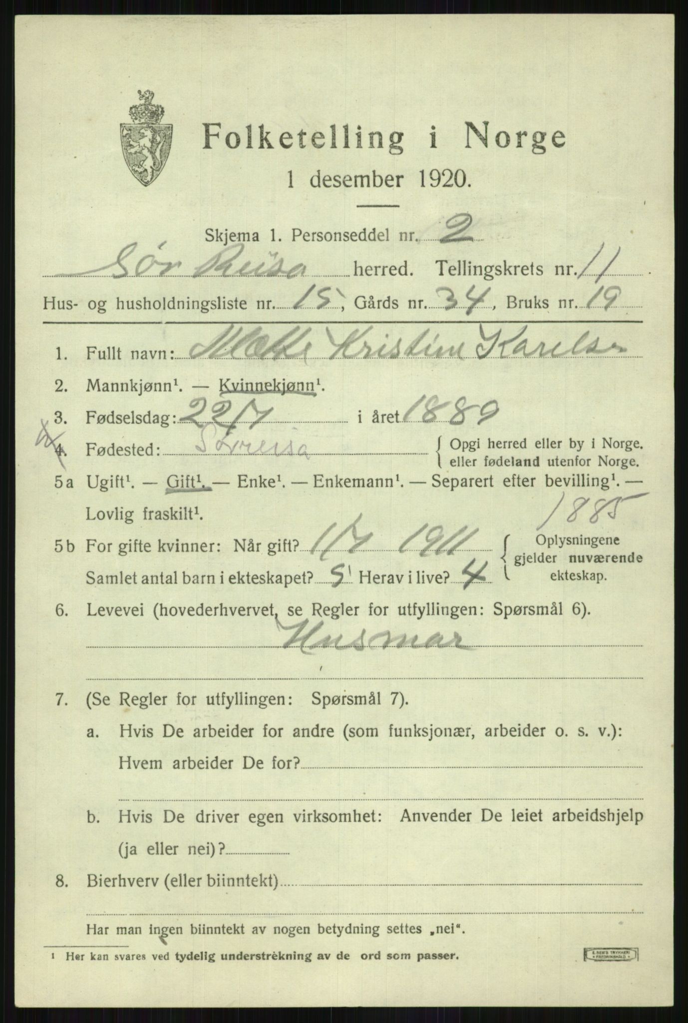 SATØ, Folketelling 1920 for 1925 Sørreisa herred, 1920, s. 4953