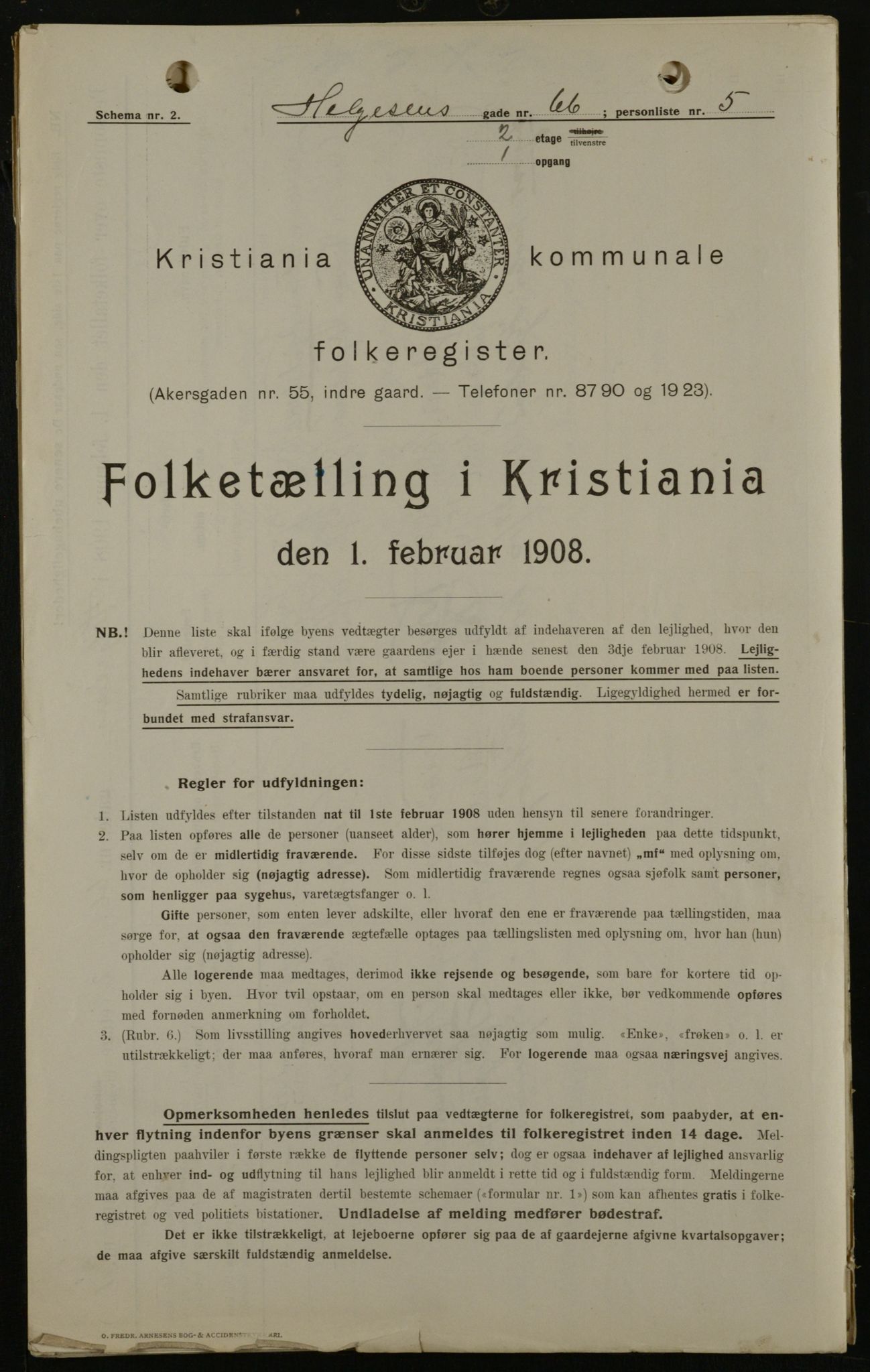 OBA, Kommunal folketelling 1.2.1908 for Kristiania kjøpstad, 1908, s. 34583