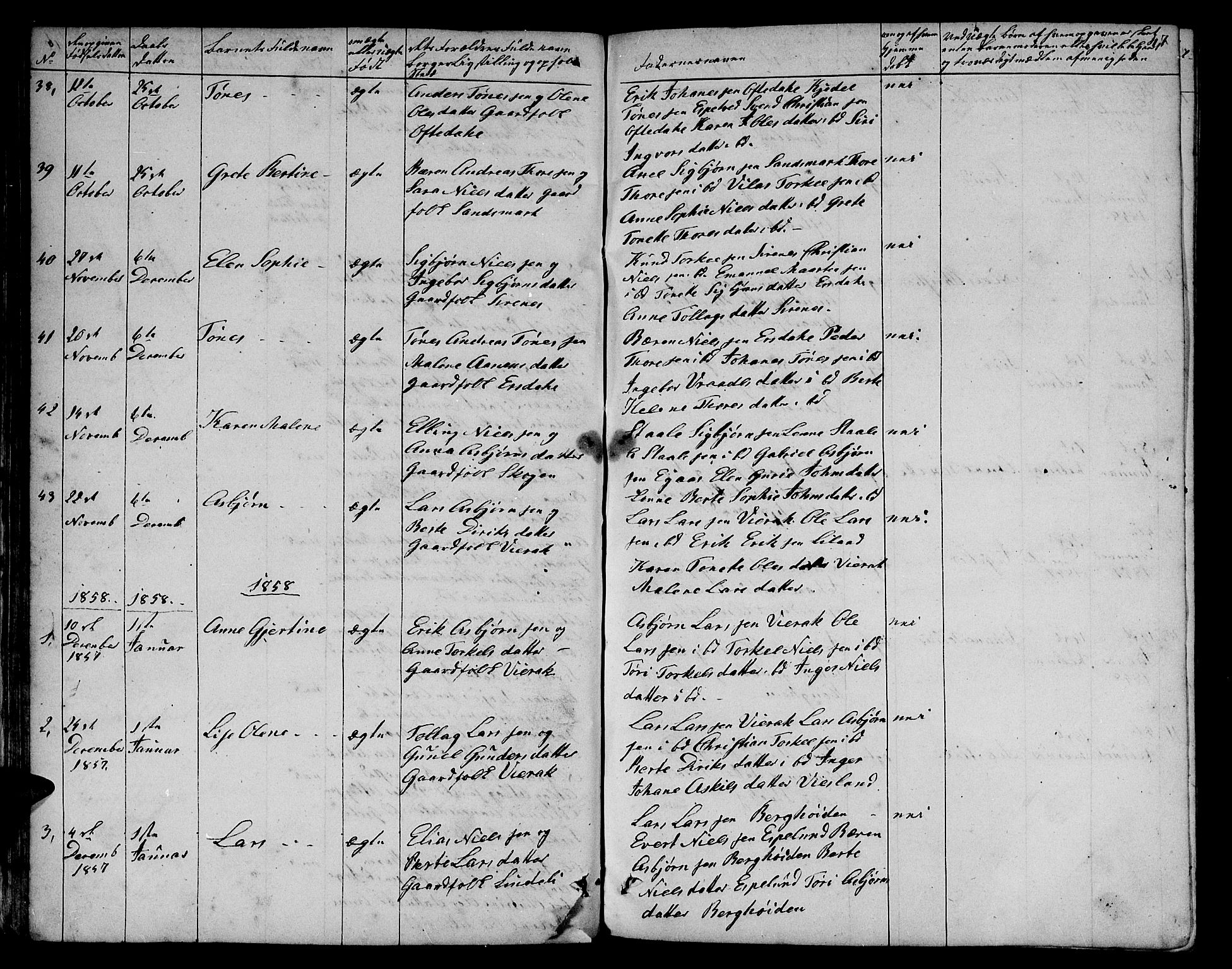 Bakke sokneprestkontor, AV/SAK-1111-0002/F/Fb/Fba/L0001: Klokkerbok nr. B 1, 1849-1879, s. 47