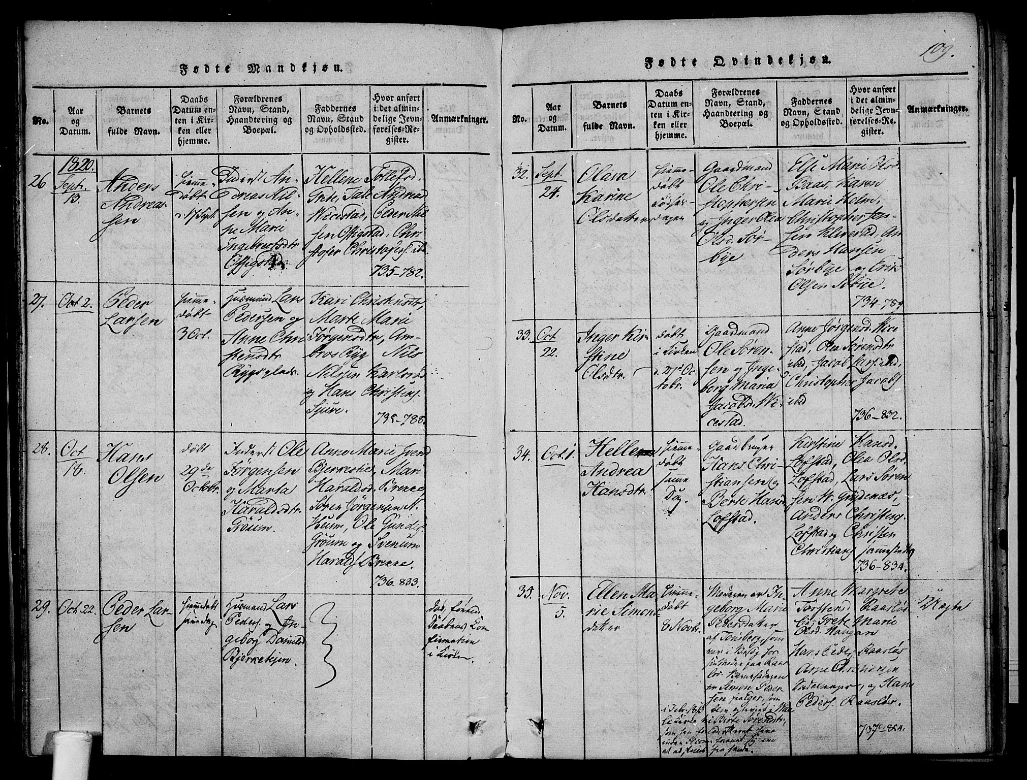 Våle kirkebøker, SAKO/A-334/F/Fa/L0007: Ministerialbok nr. I 7, 1814-1824, s. 108-109
