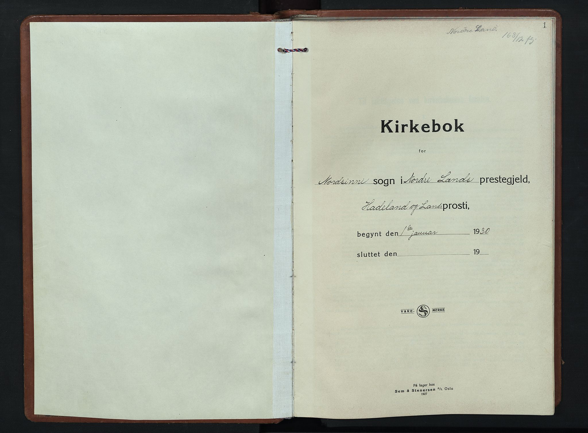 Nordre Land prestekontor, SAH/PREST-124/H/Ha/Hab/L0007: Klokkerbok nr. 7, 1930-1953, s. 1