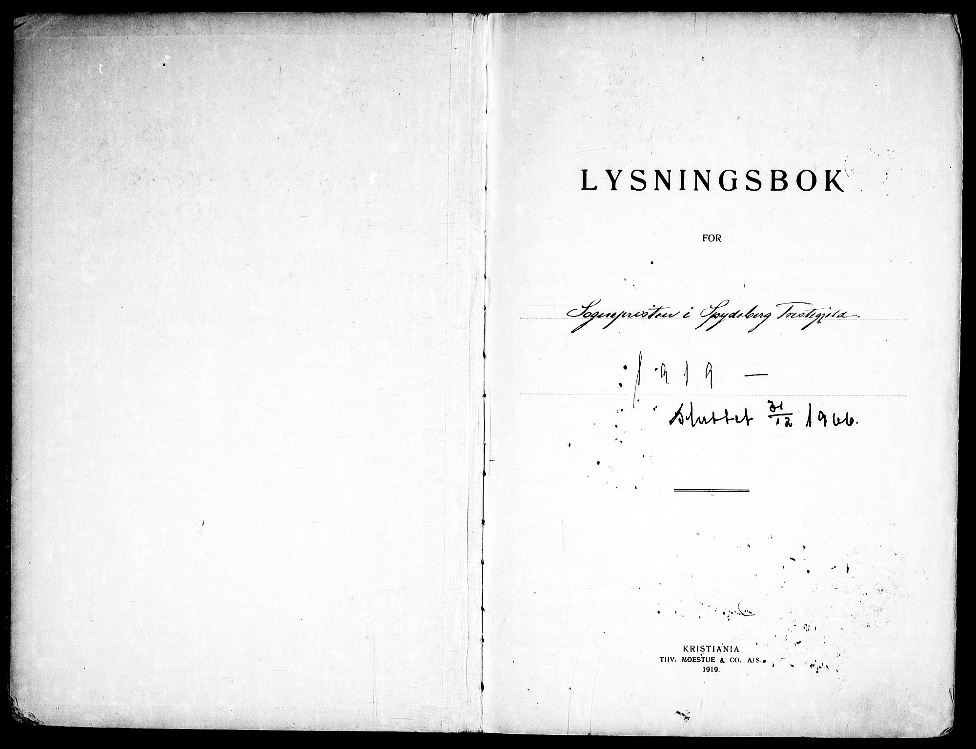 Spydeberg prestekontor Kirkebøker, SAO/A-10924/H/Ha/L0001: Lysningsprotokoll nr. 1, 1919-1966