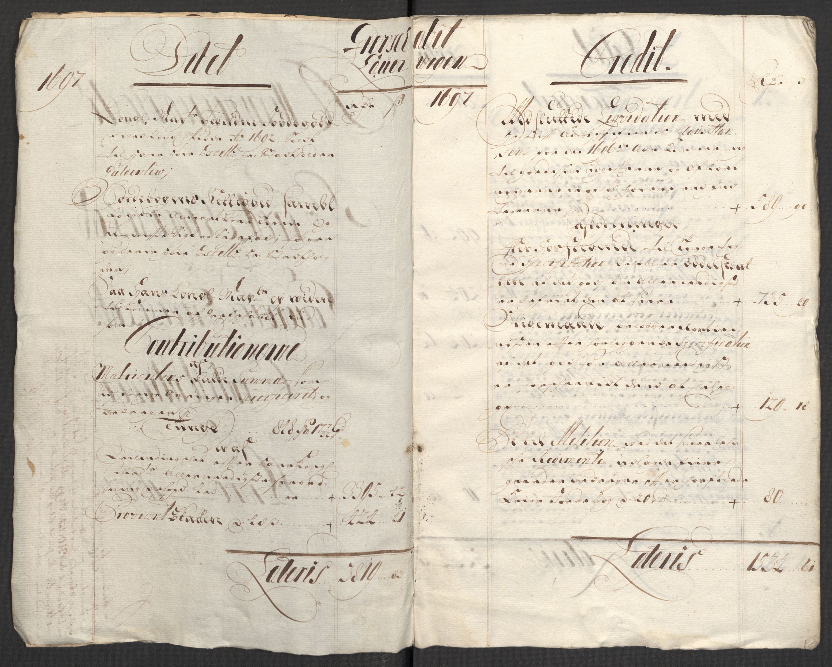 Rentekammeret inntil 1814, Reviderte regnskaper, Fogderegnskap, RA/EA-4092/R33/L1975: Fogderegnskap Larvik grevskap, 1696-1697, s. 111