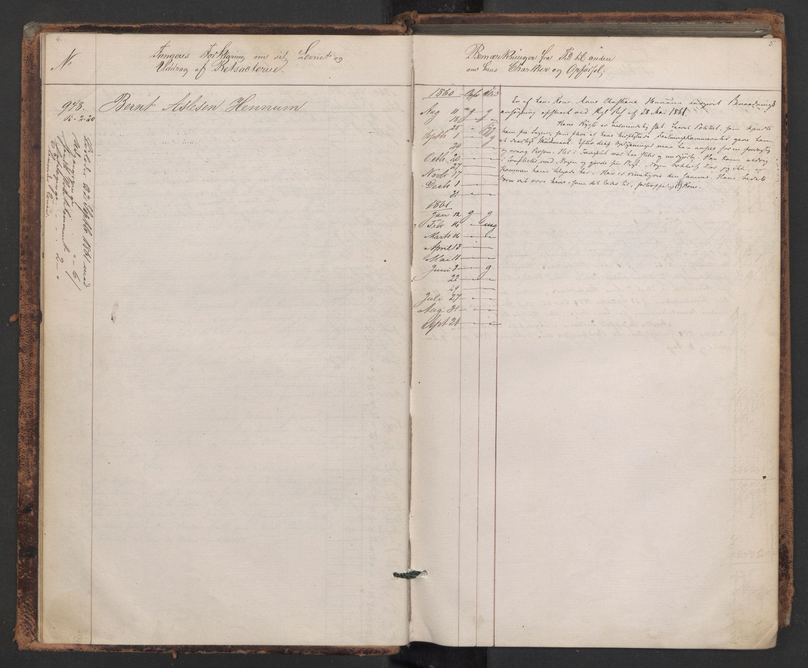 Botsfengslet, AV/RA-S-1539/D/Db/Dbb/L0007: 945b - 258c, 1860-1862, s. 4-5