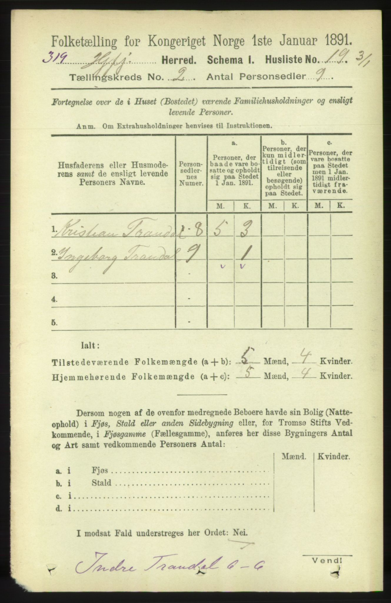 RA, Folketelling 1891 for 1522 Hjørundfjord herred, 1891, s. 233