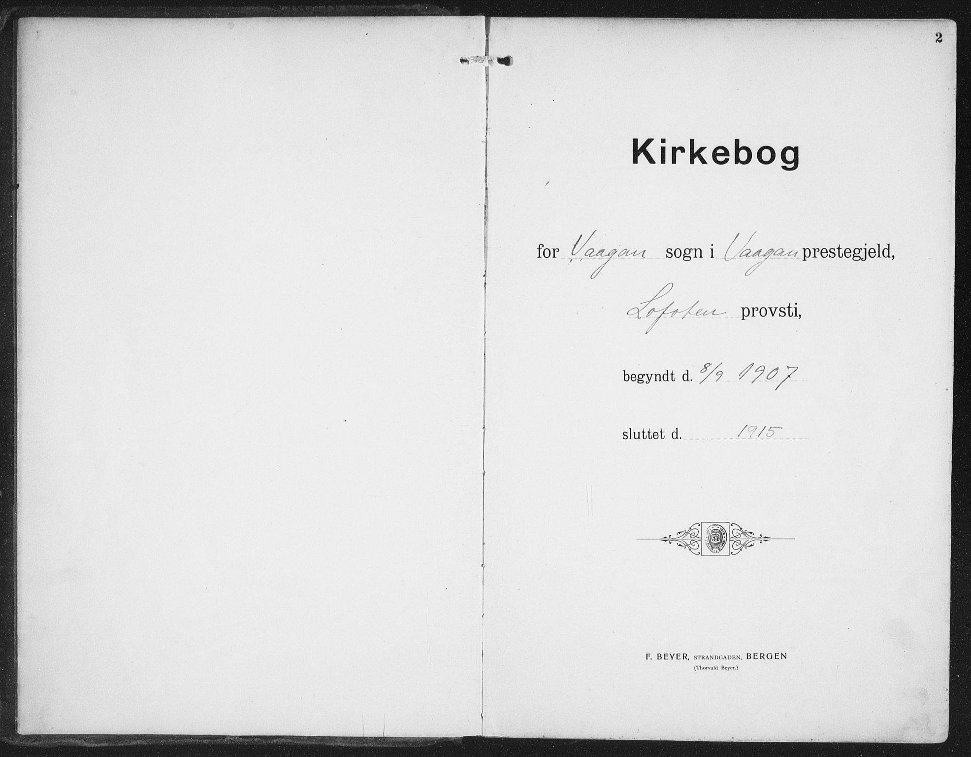 Ministerialprotokoller, klokkerbøker og fødselsregistre - Nordland, AV/SAT-A-1459/874/L1063: Ministerialbok nr. 874A07, 1907-1915, s. 2