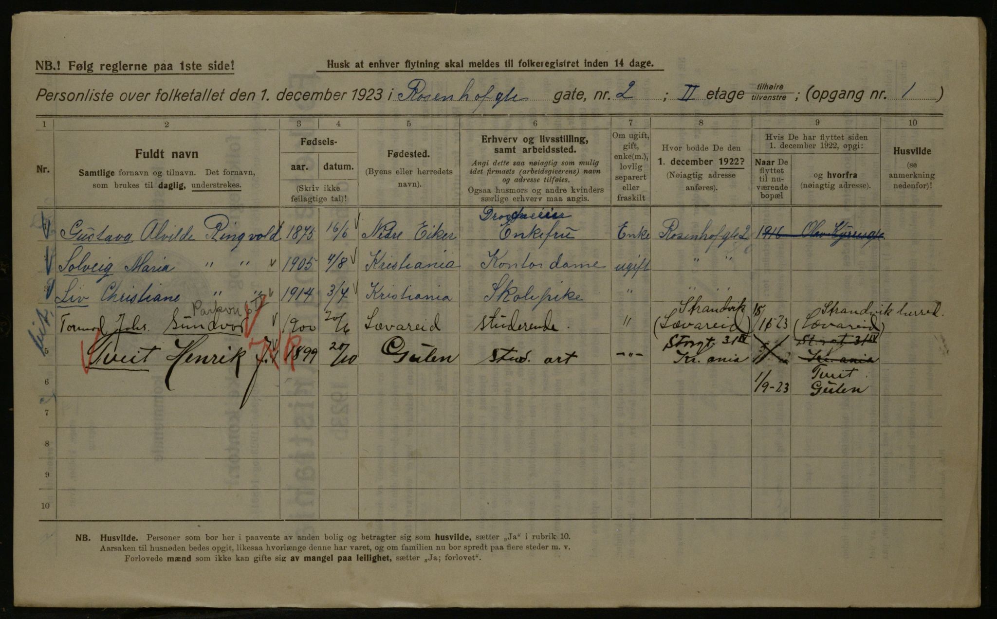 OBA, Kommunal folketelling 1.12.1923 for Kristiania, 1923, s. 92384