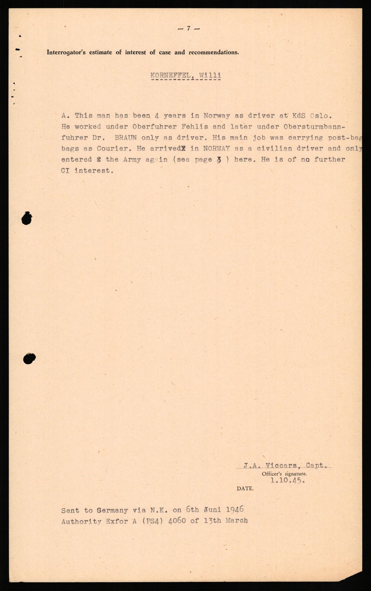 Forsvaret, Forsvarets overkommando II, AV/RA-RAFA-3915/D/Db/L0017: CI Questionaires. Tyske okkupasjonsstyrker i Norge. Tyskere., 1945-1946, s. 512