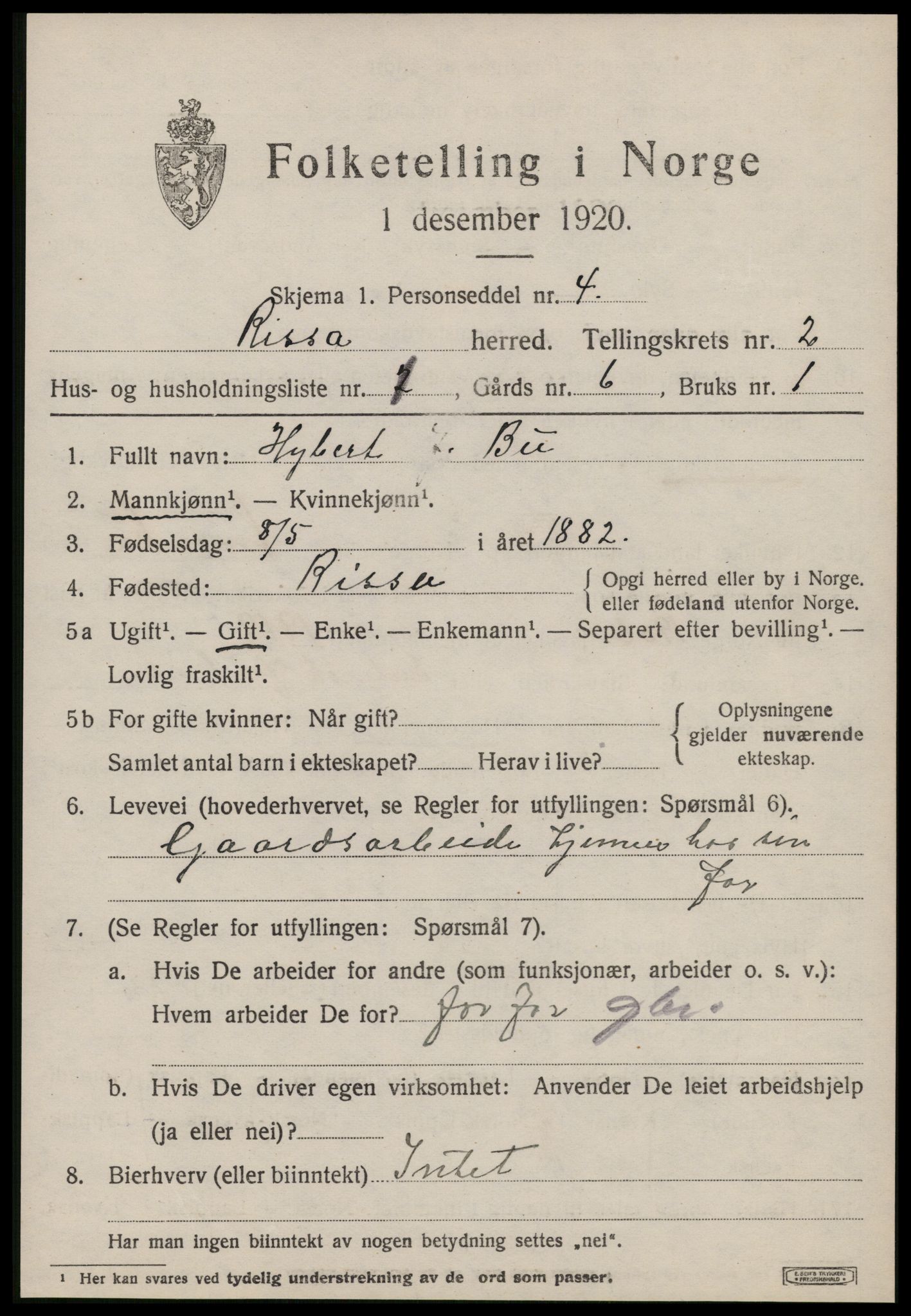 SAT, Folketelling 1920 for 1624 Rissa herred, 1920, s. 1617