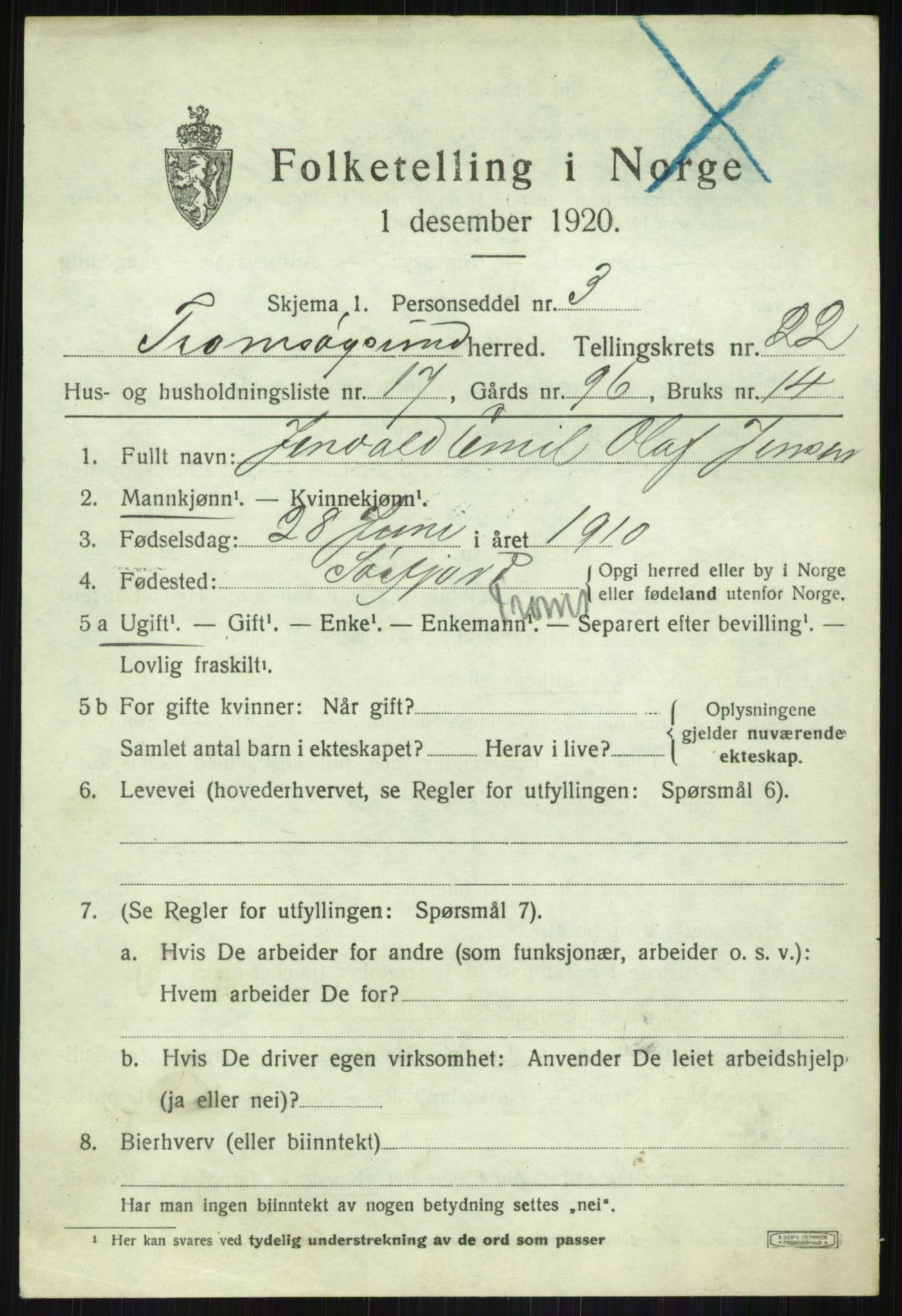 SATØ, Folketelling 1920 for 1934 Tromsøysund herred, 1920, s. 11514