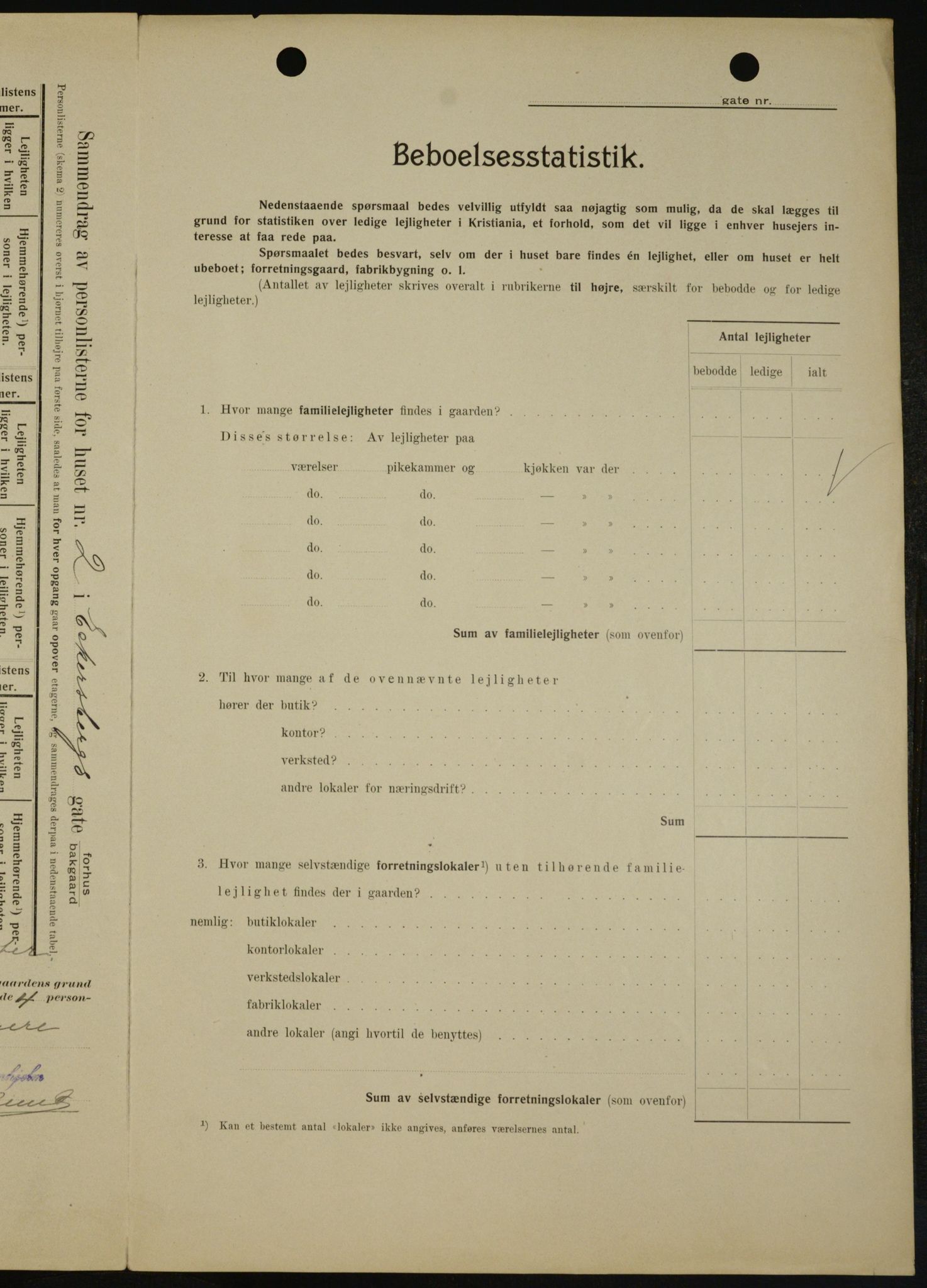 OBA, Kommunal folketelling 1.2.1909 for Kristiania kjøpstad, 1909, s. 16601