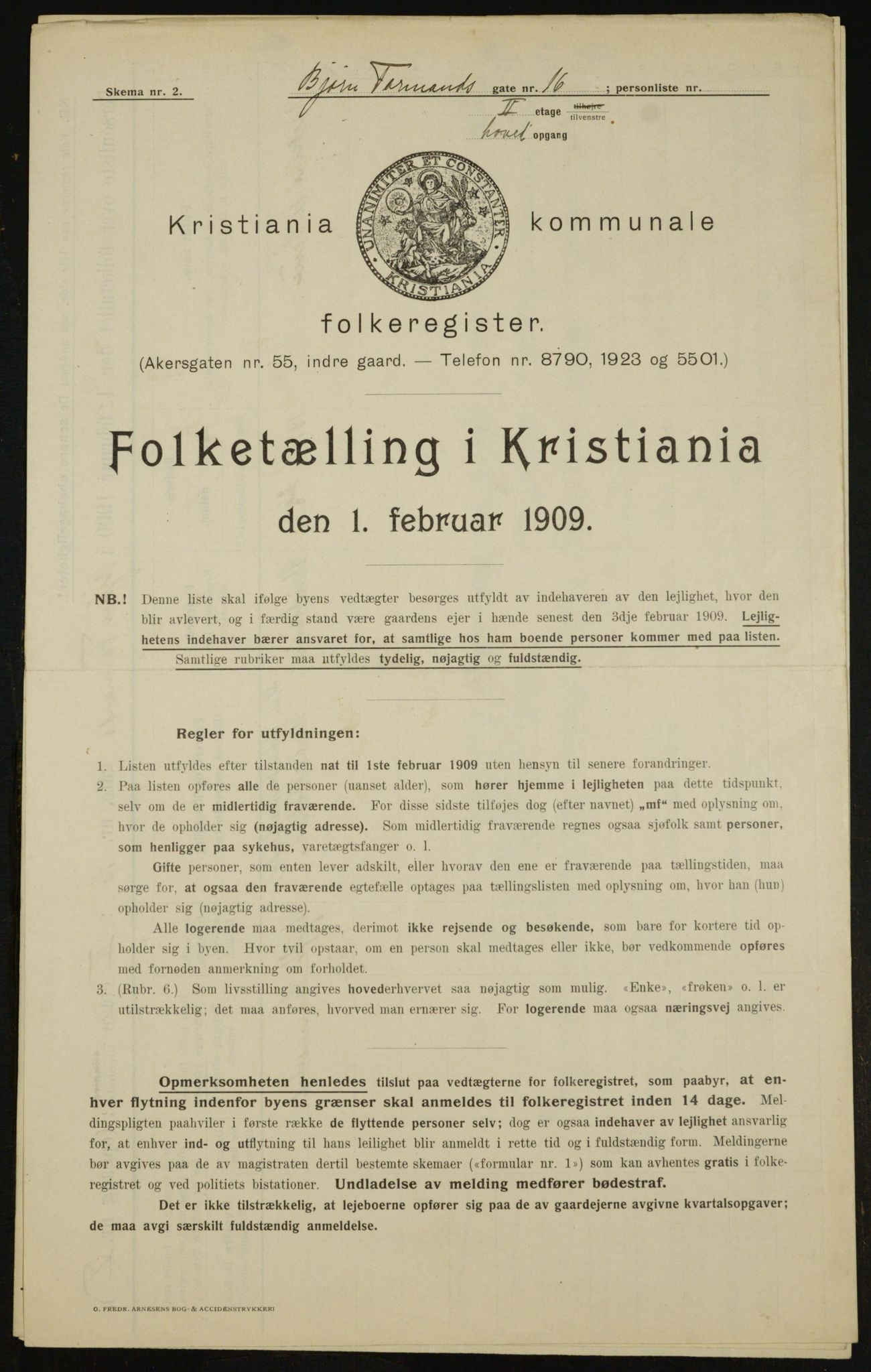 OBA, Kommunal folketelling 1.2.1909 for Kristiania kjøpstad, 1909, s. 6261