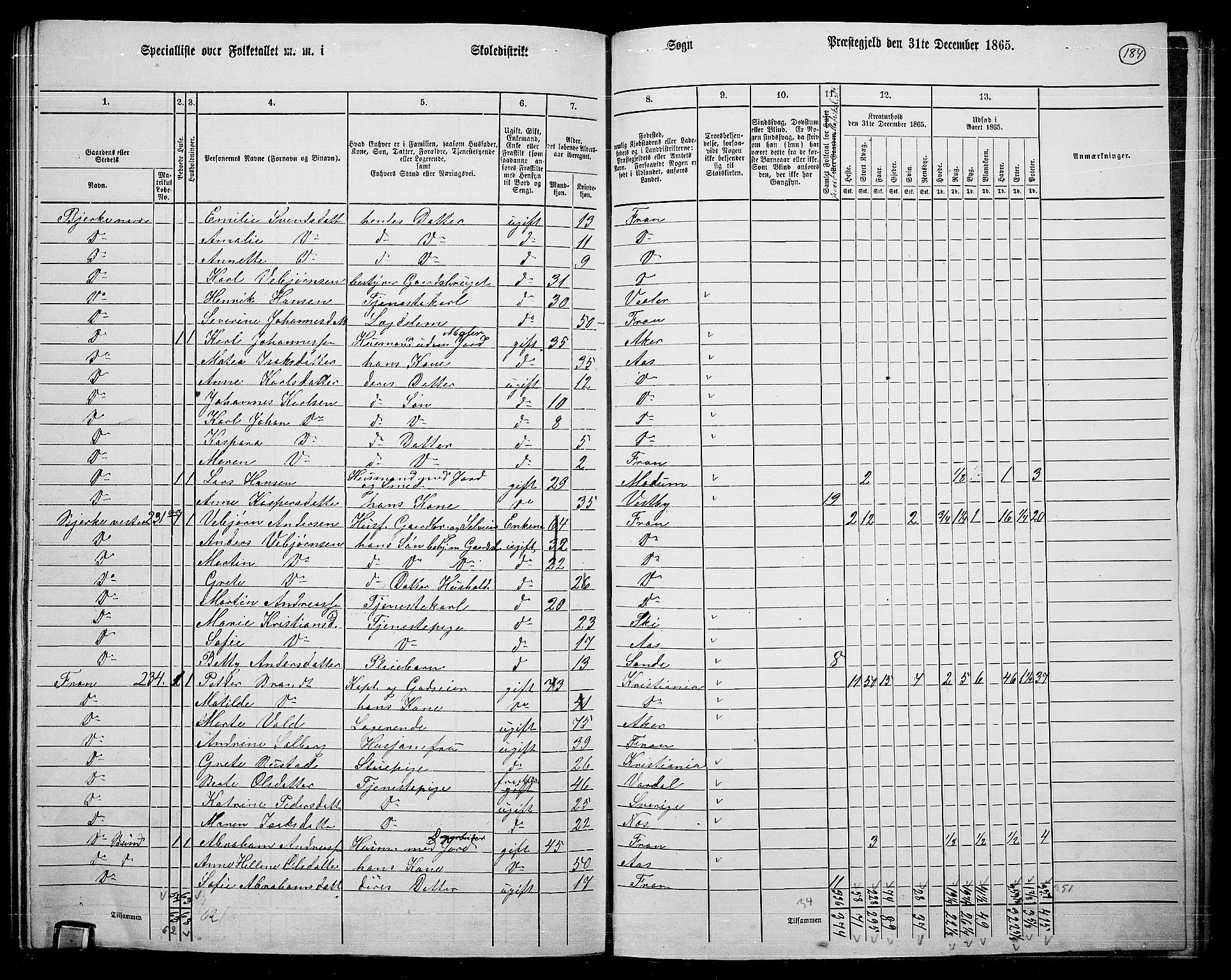 RA, Folketelling 1865 for 0215L Drøbak prestegjeld, Frogn sokn, 1865, s. 38