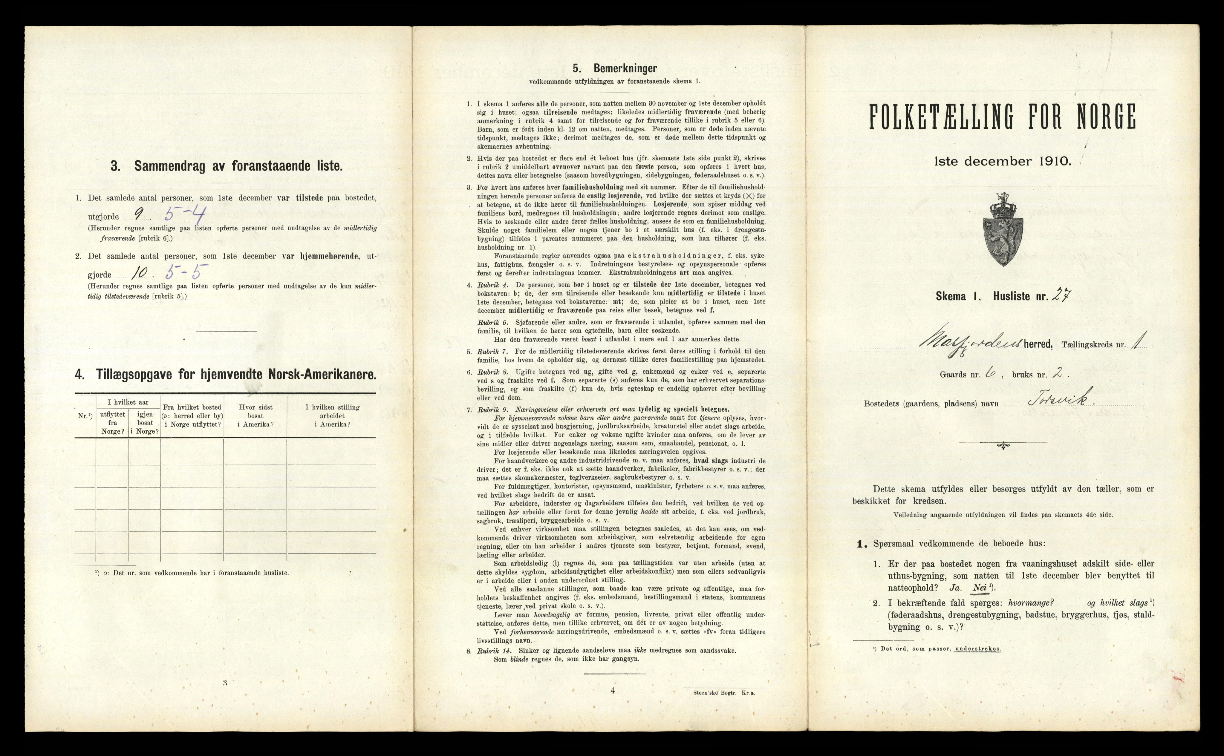 RA, Folketelling 1910 for 1266 Masfjorden herred, 1910, s. 94