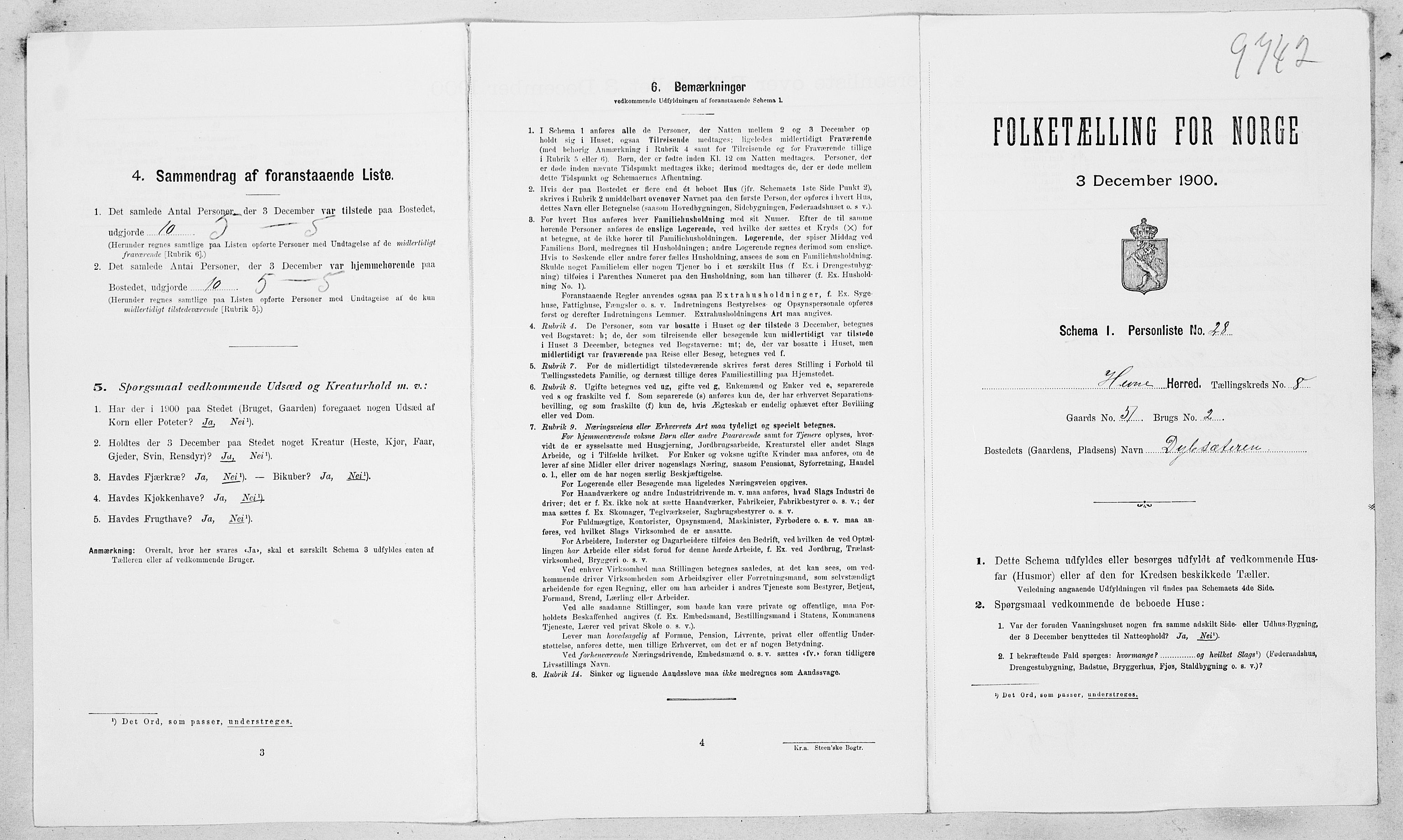 SAT, Folketelling 1900 for 1612 Hemne herred, 1900, s. 969